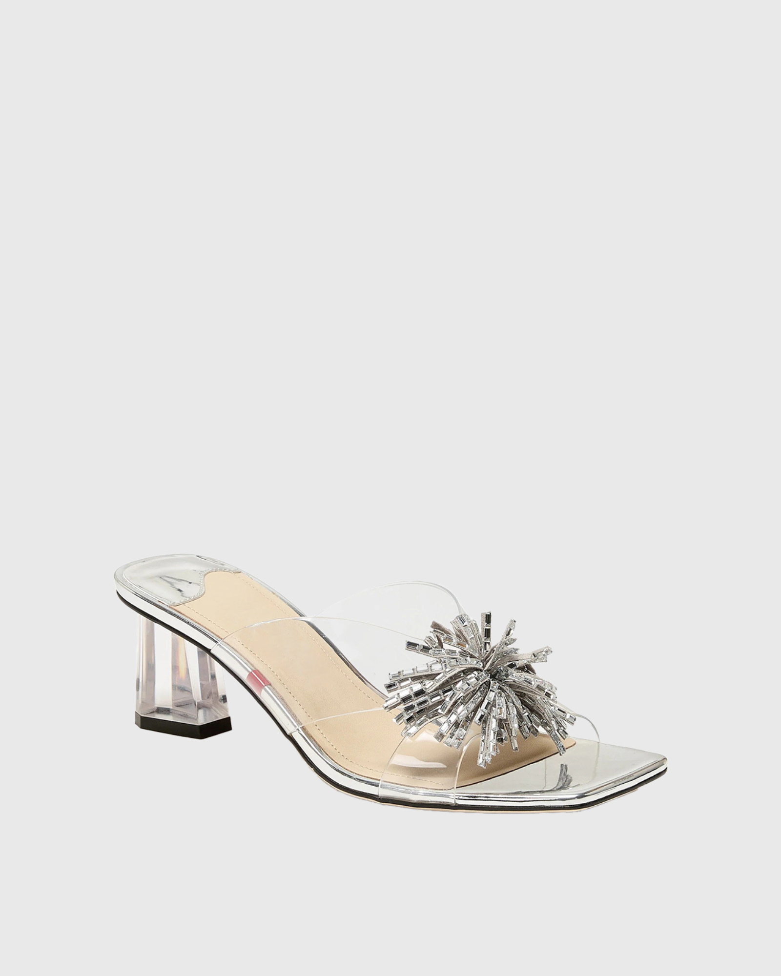 Ondine Crystal  Mules In Silver
