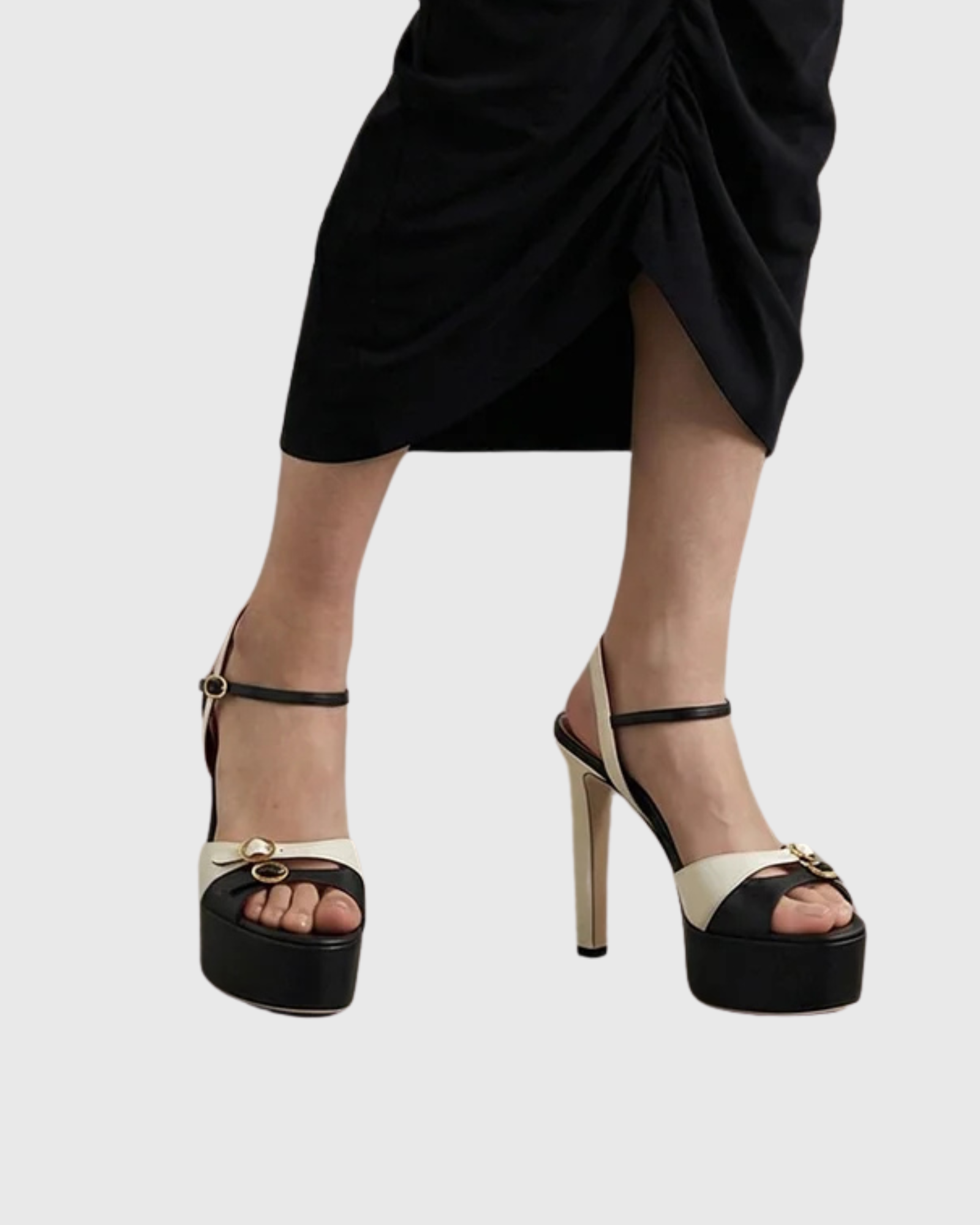 Rutherford Buckle Platform Sandals In Black