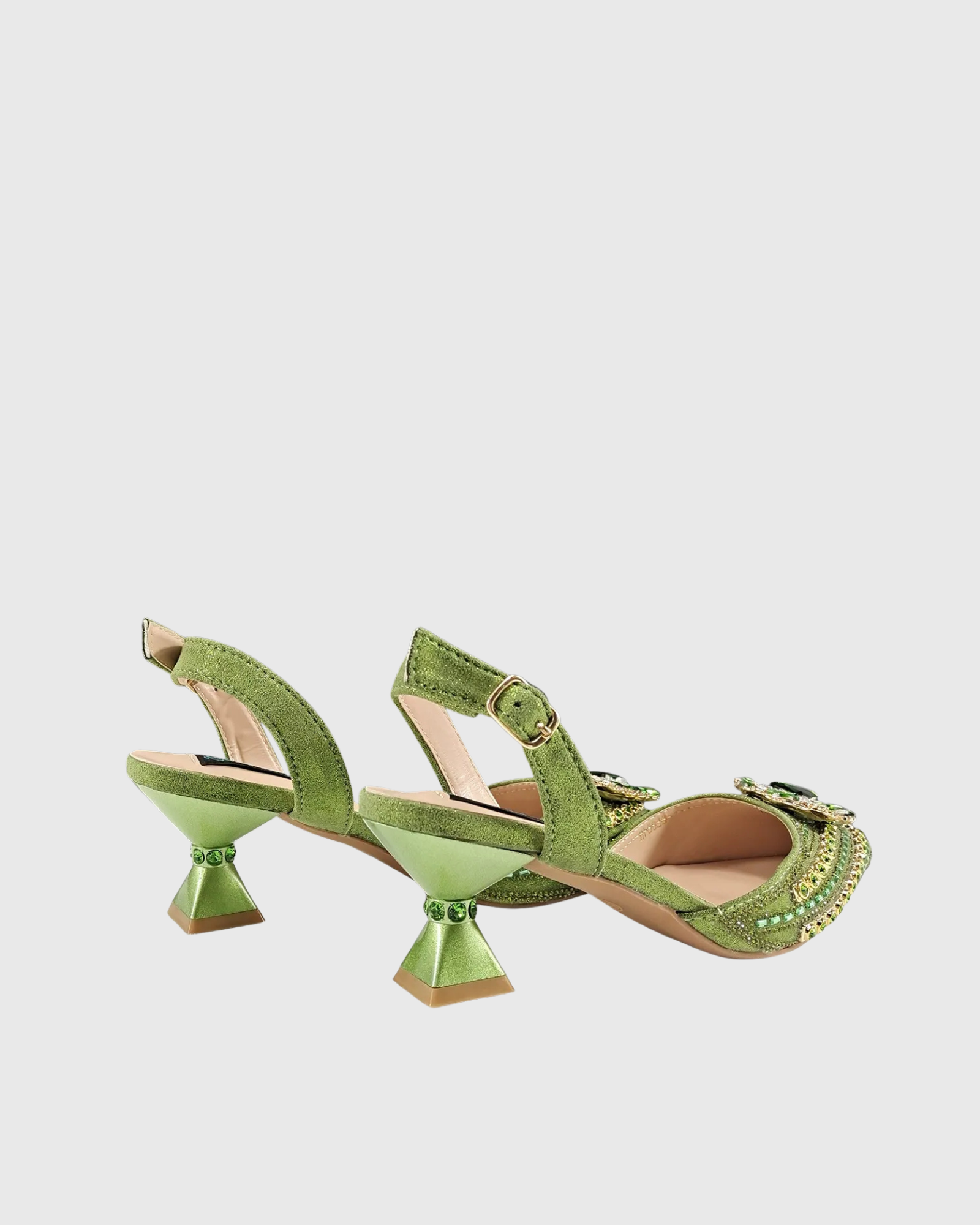 Talyne Crystal Slingback Sandals In Green