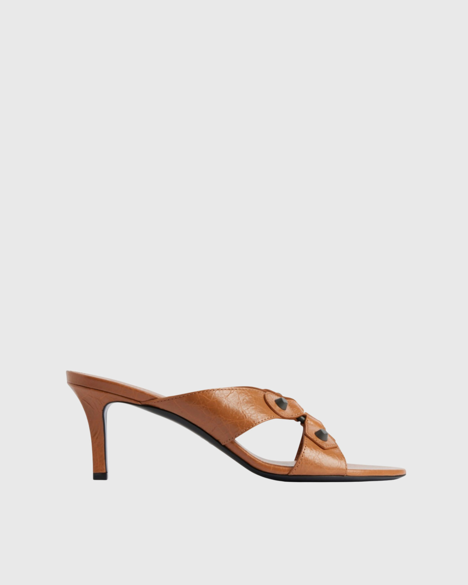 Ravelle Studded Leather Mules In Tan