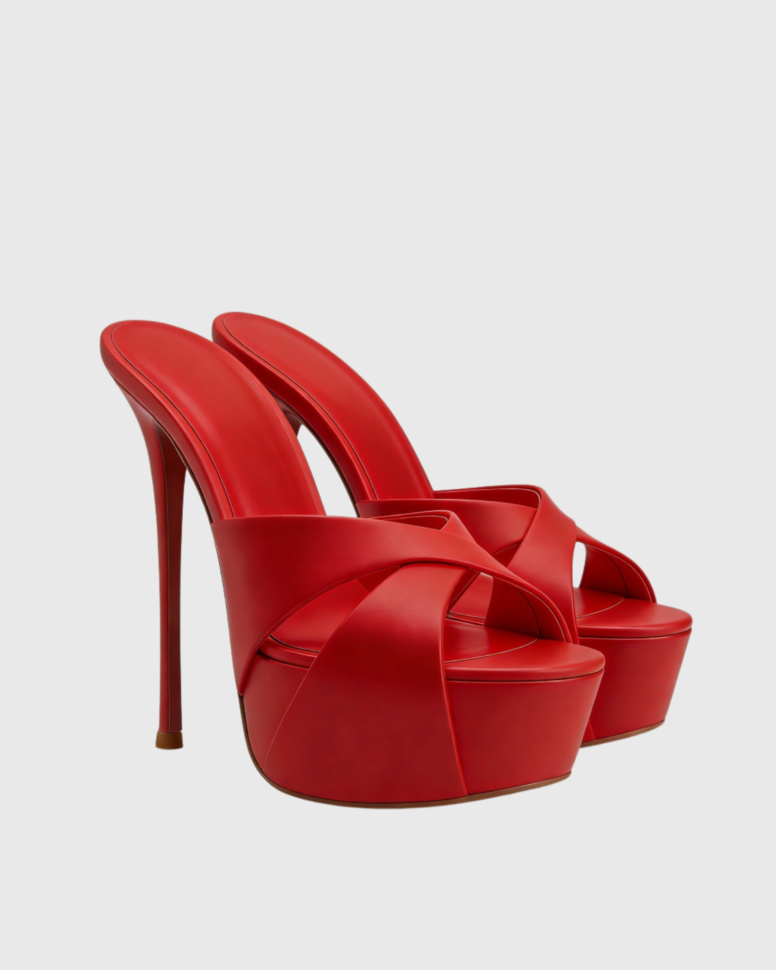 Zyra Platform Stiletto Mules In Red