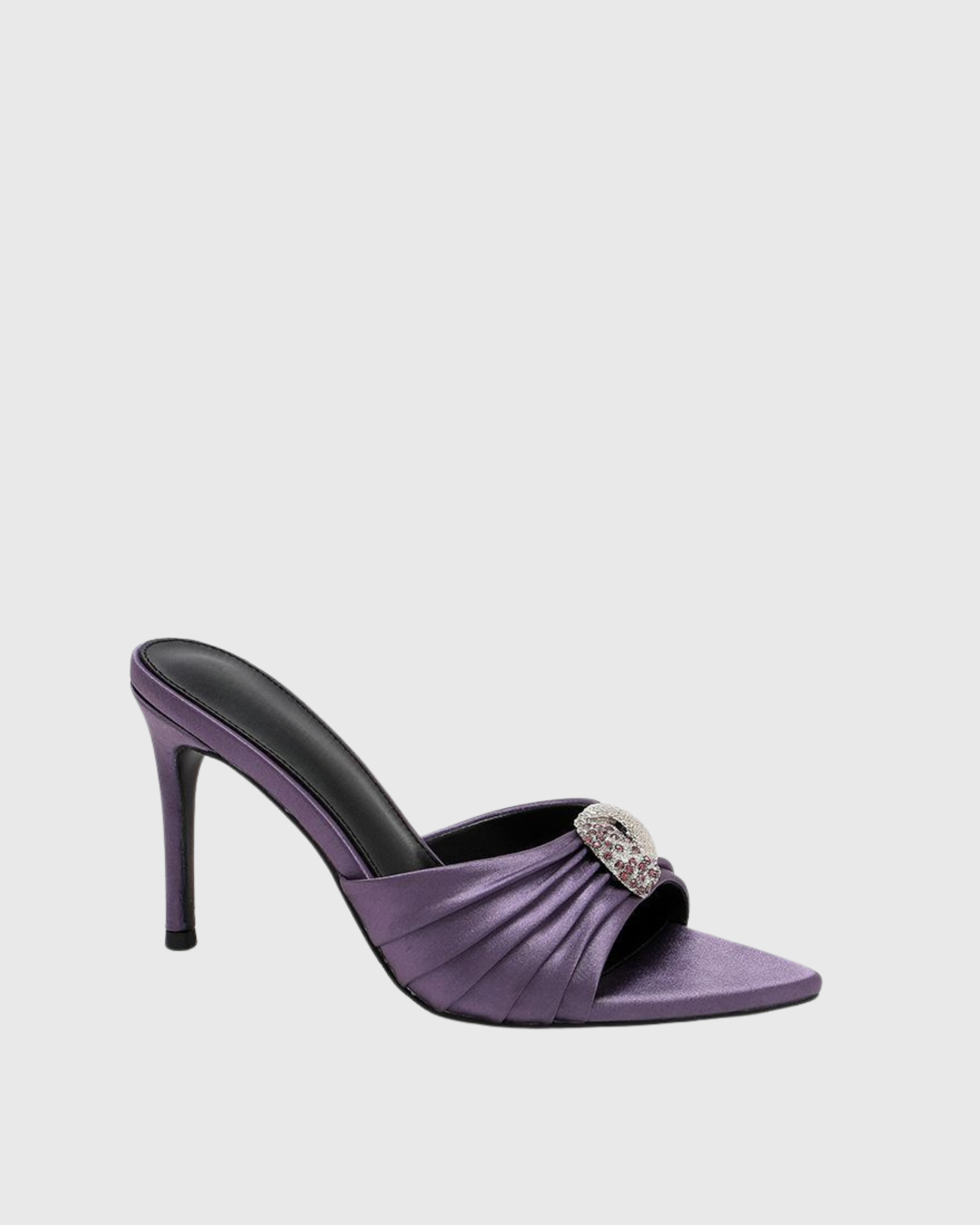 Baard Ruched Rhinestone Slippers In Purple