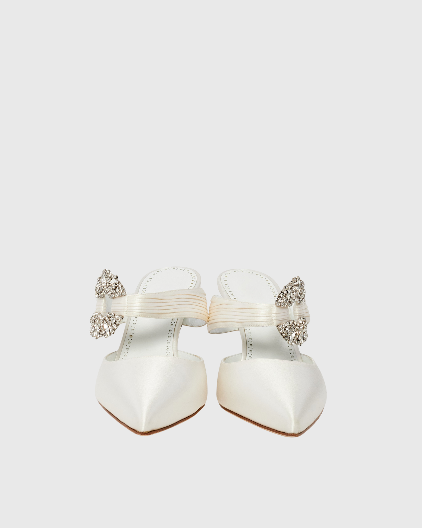 Sasha Diamond Satin Mules In Cream