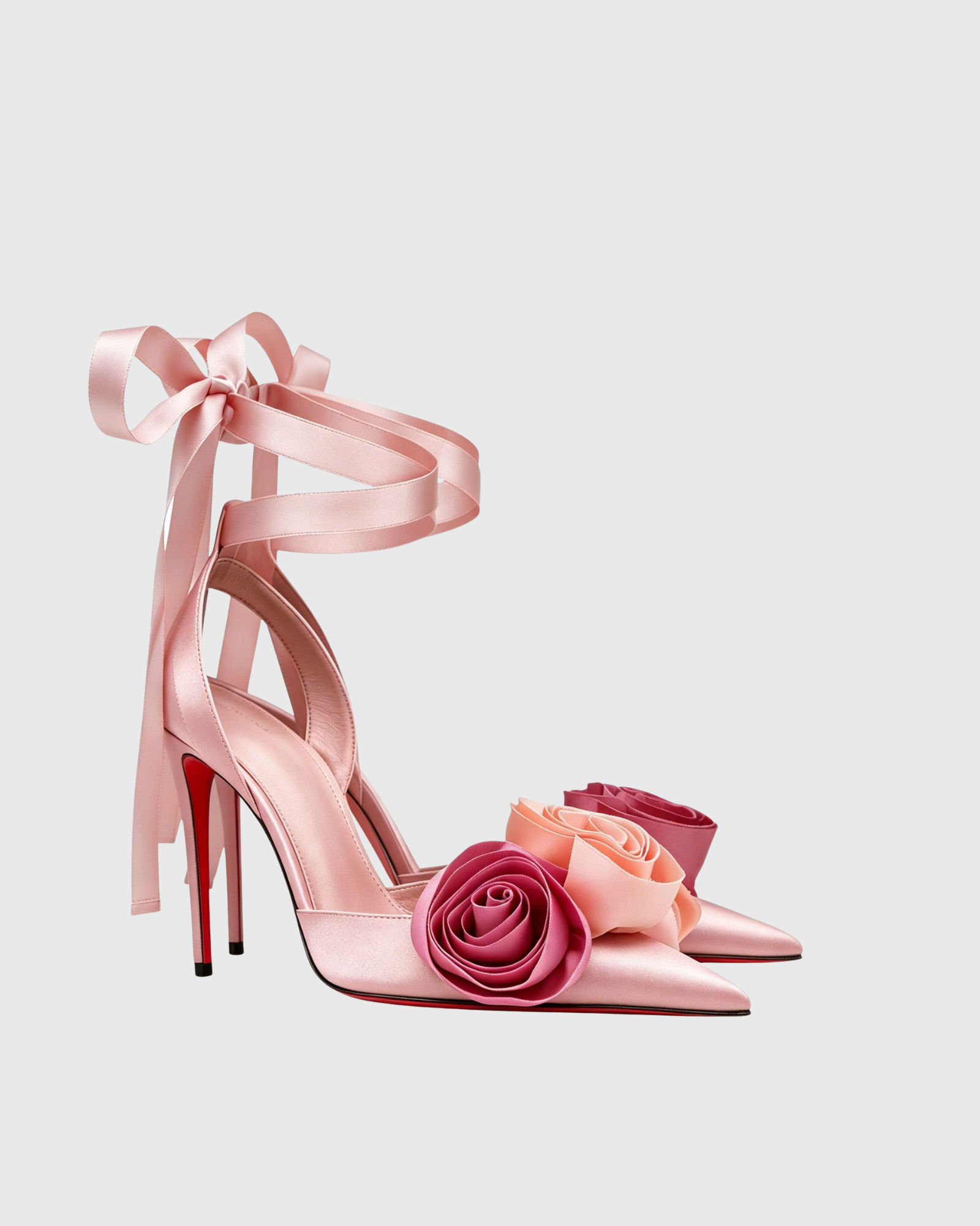 Lani Rose Satin Lace Up Sandals In Pink
