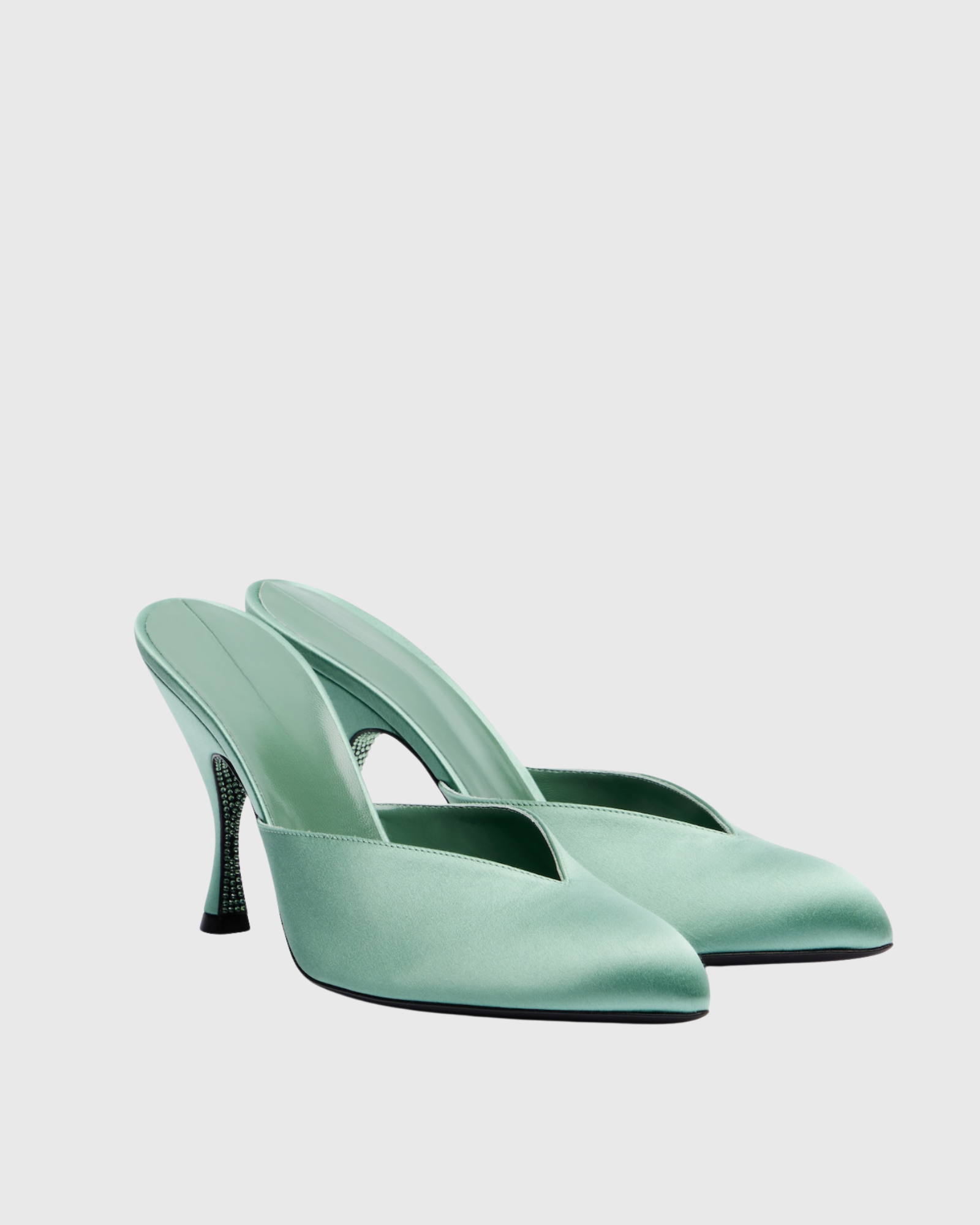  Lahja Satin Mules In Mint