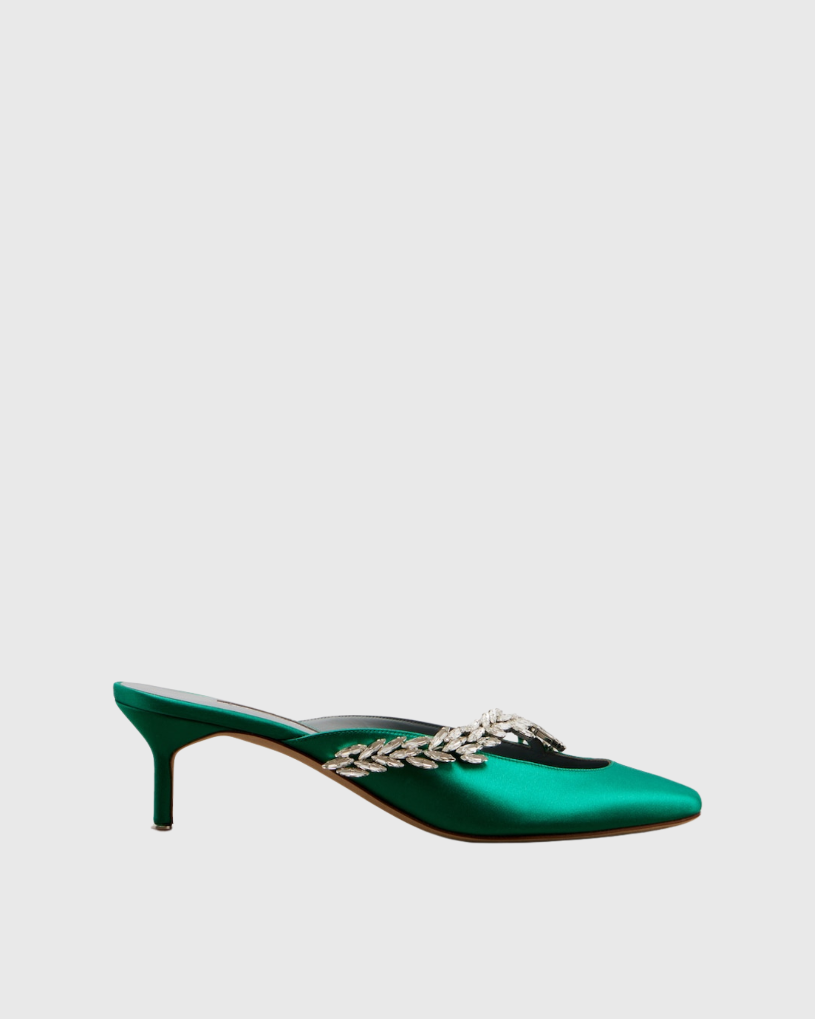 Liba Rhinestone Vine Mules In Green