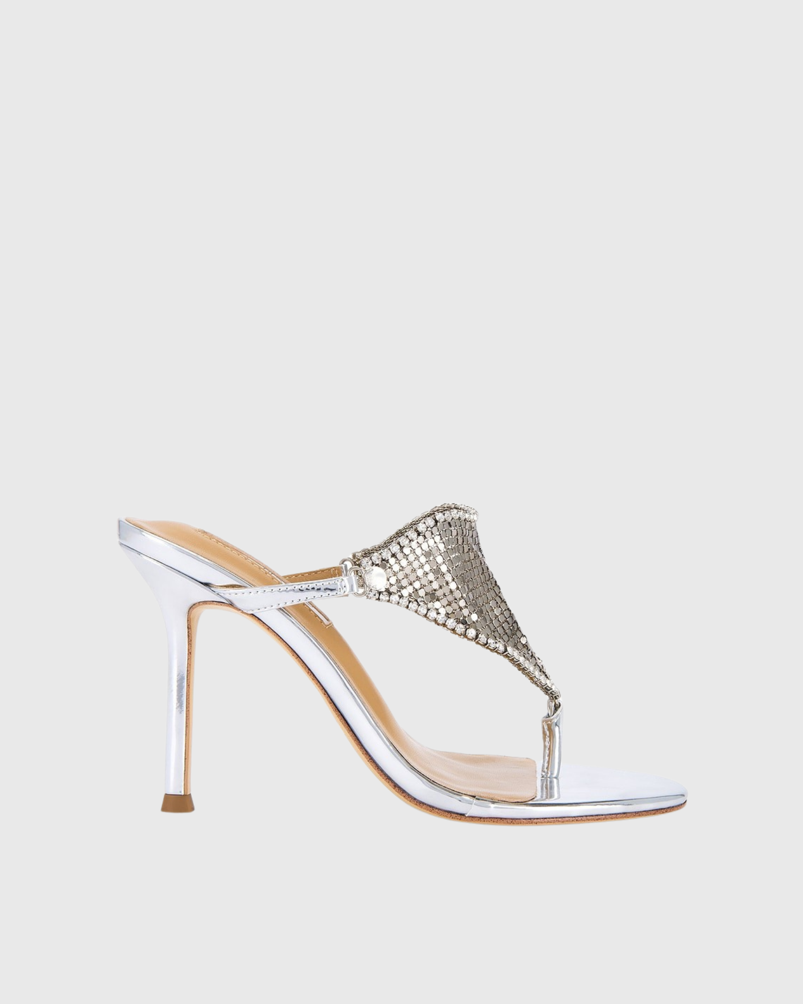 Laia Chainmail Thong Mules  In Sliver
