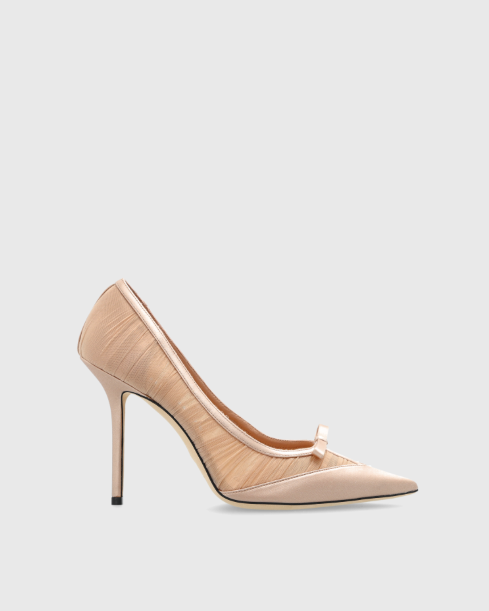 Sada Stripe Mesh Bow Pumps In Beige