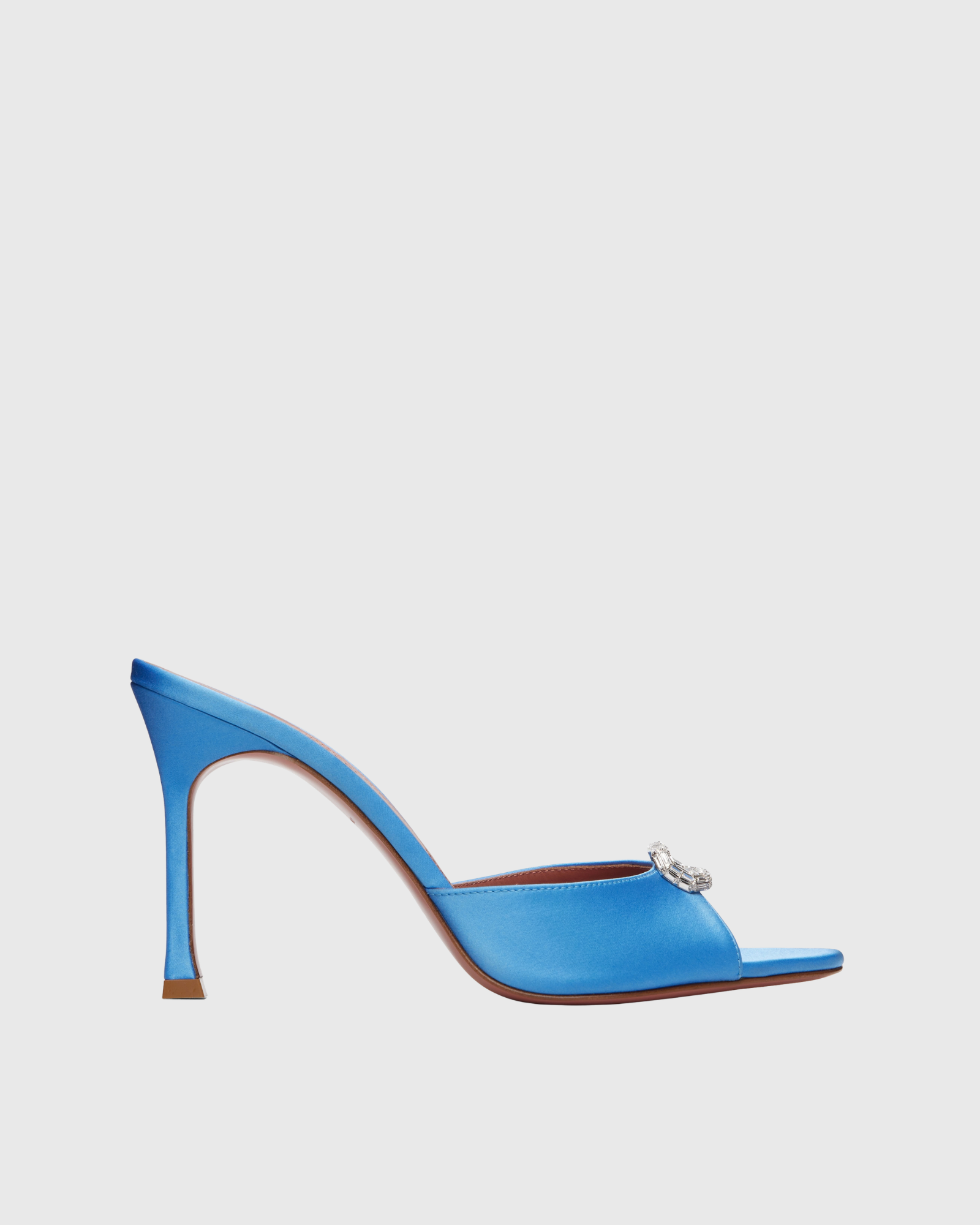 Mwayi Rhinestone Satin Mules In Turquoise
