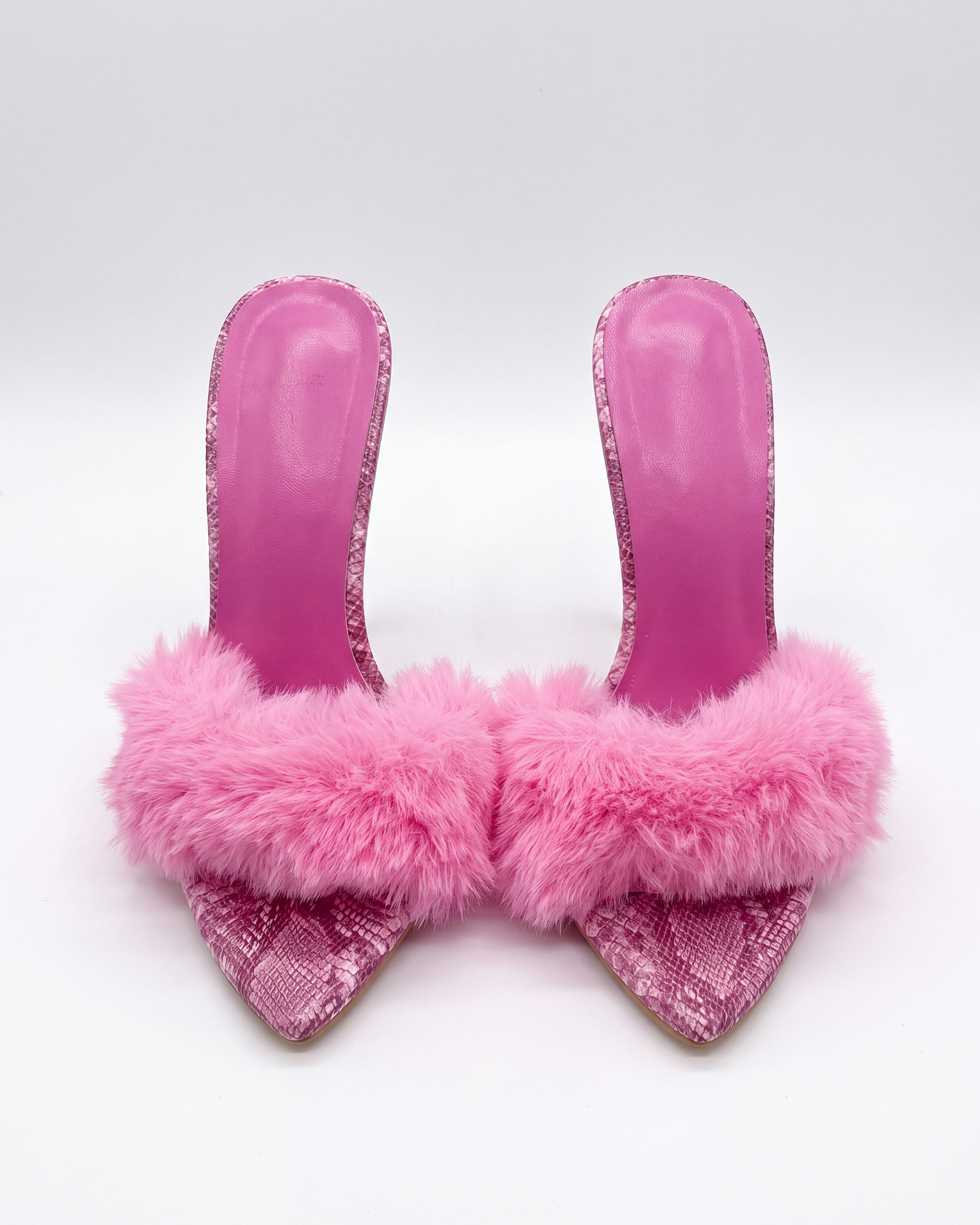 Vallea Faux Fur Slippers In Leopard  Pink