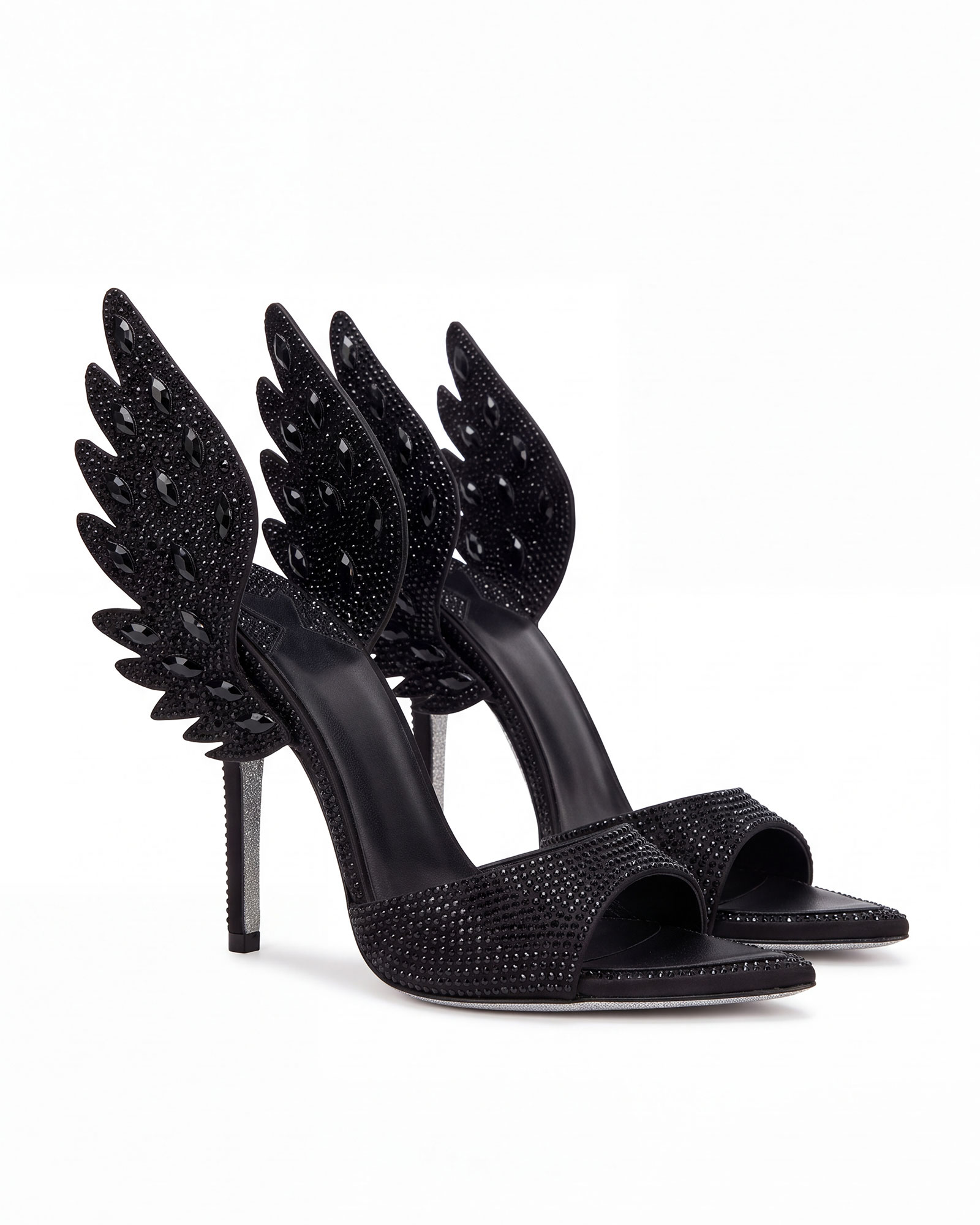 Nadja Rhinestone Wing Mules In Black