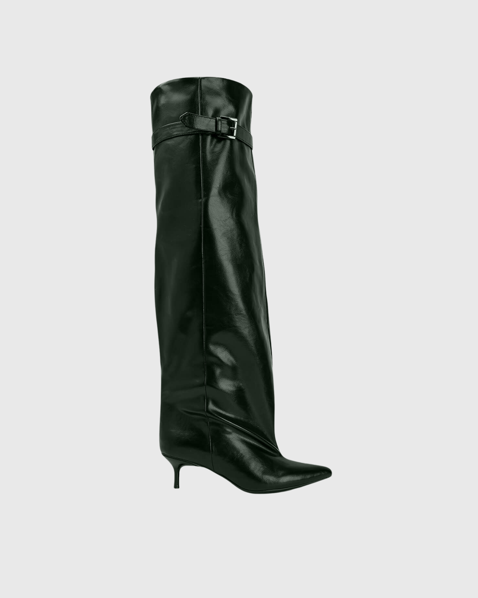 Naenia Leather Buckle Boots In Dark Green
