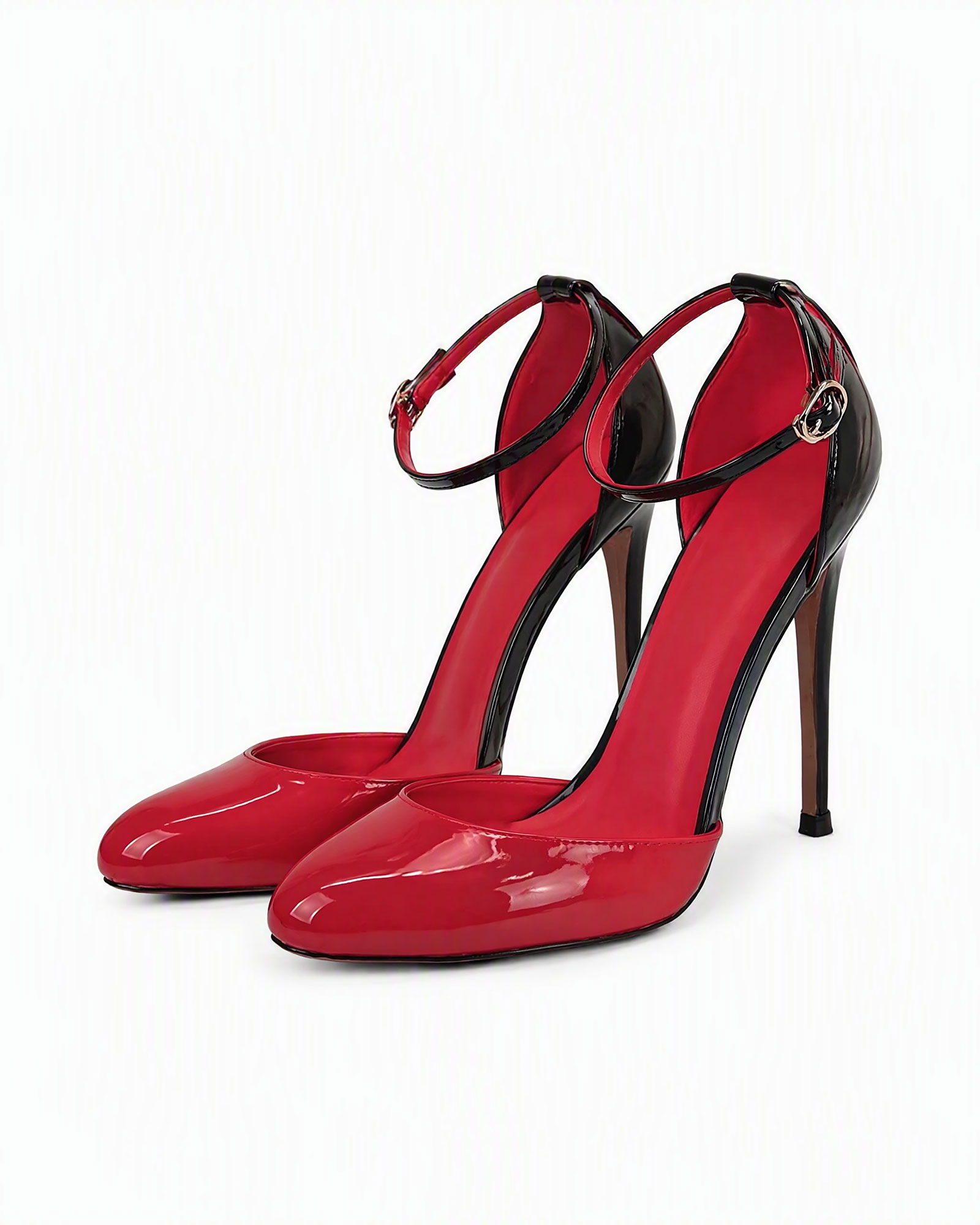 Nadka Black&Red Splicing Strap Pumps