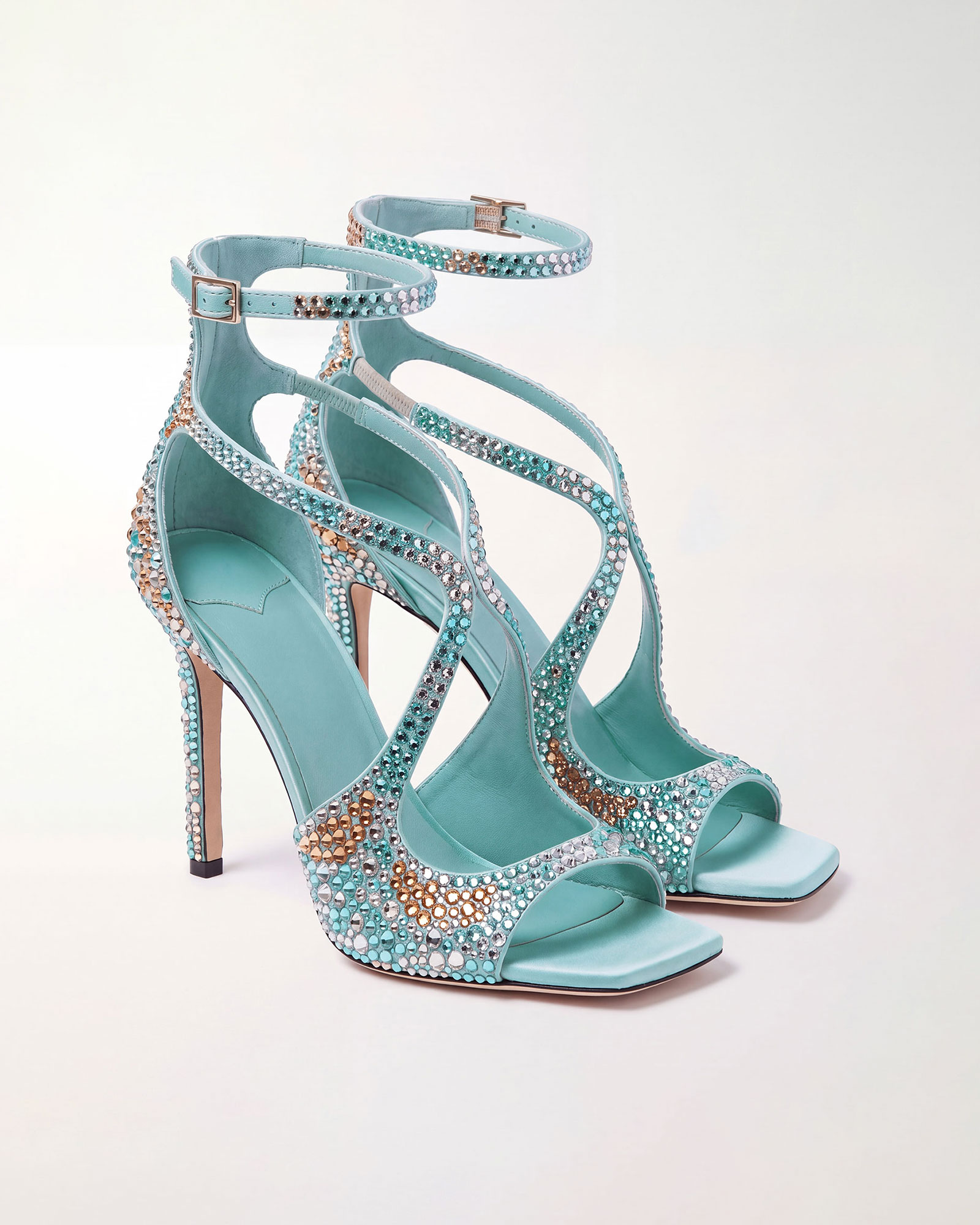 Nahal Sparkle Strap Sandals In Blue
