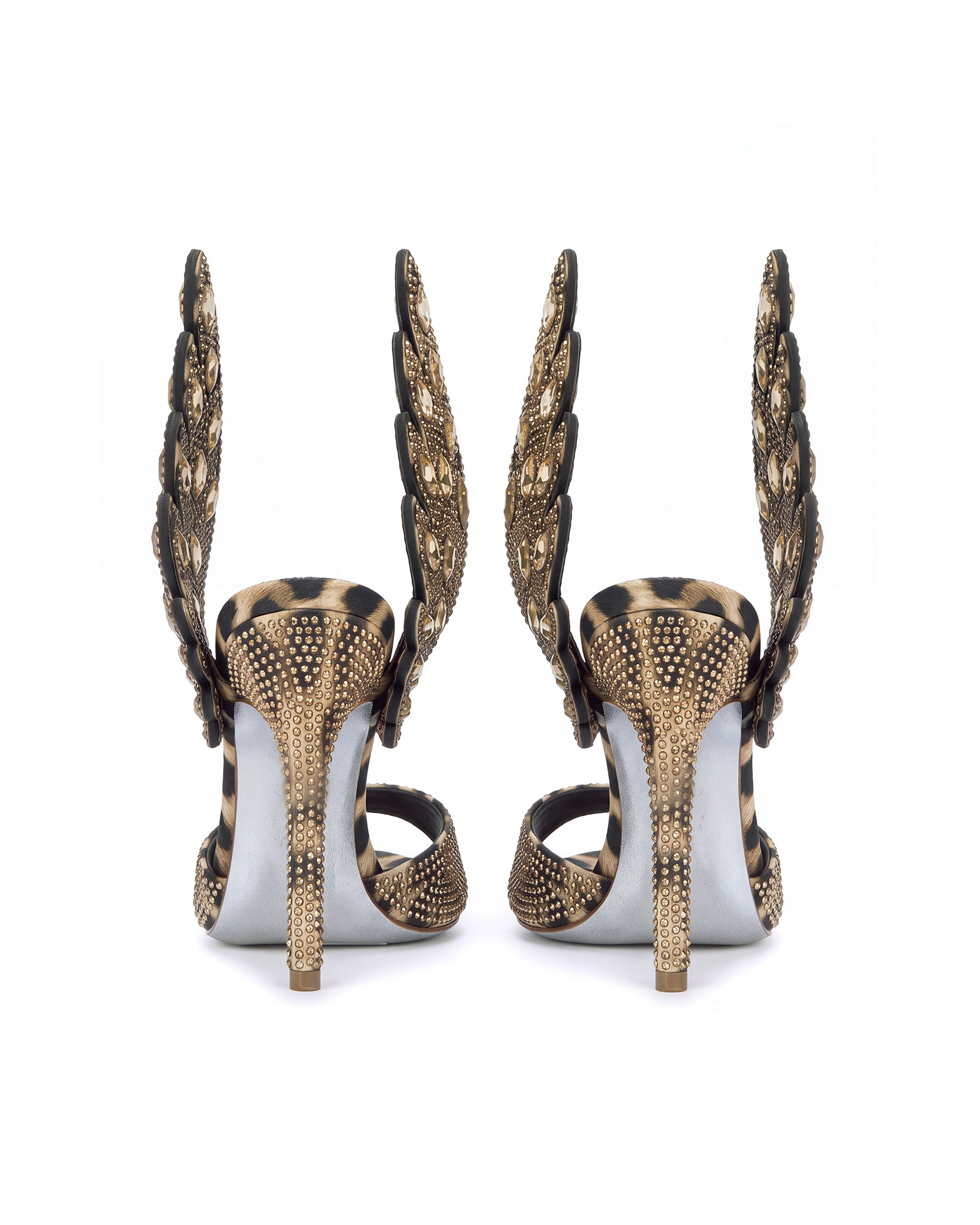 Nadja Rhinestone Wing Mules In Leopard