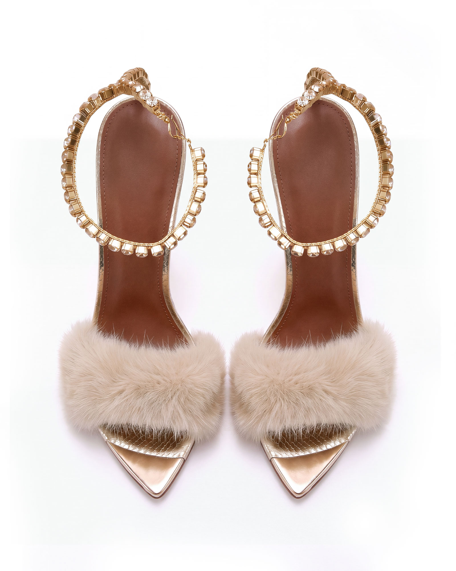 Natali Faux Fur Chain Strap Sandals