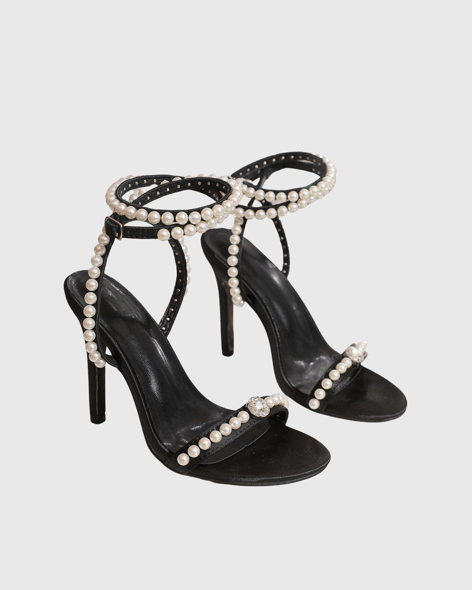 Anu Pearl Strappy Sandals In Black