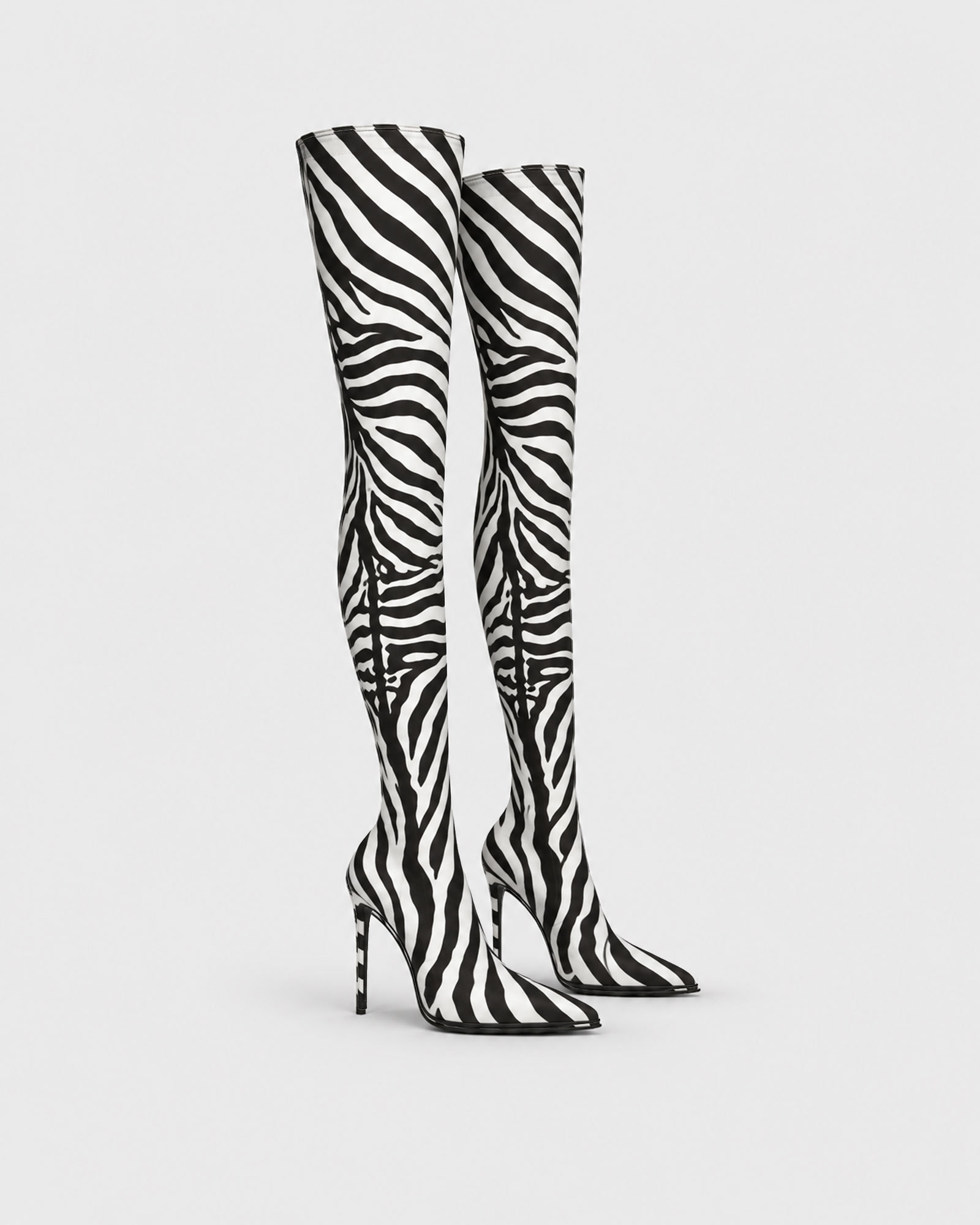 Claretta Zebra Print Over The Knee Boots