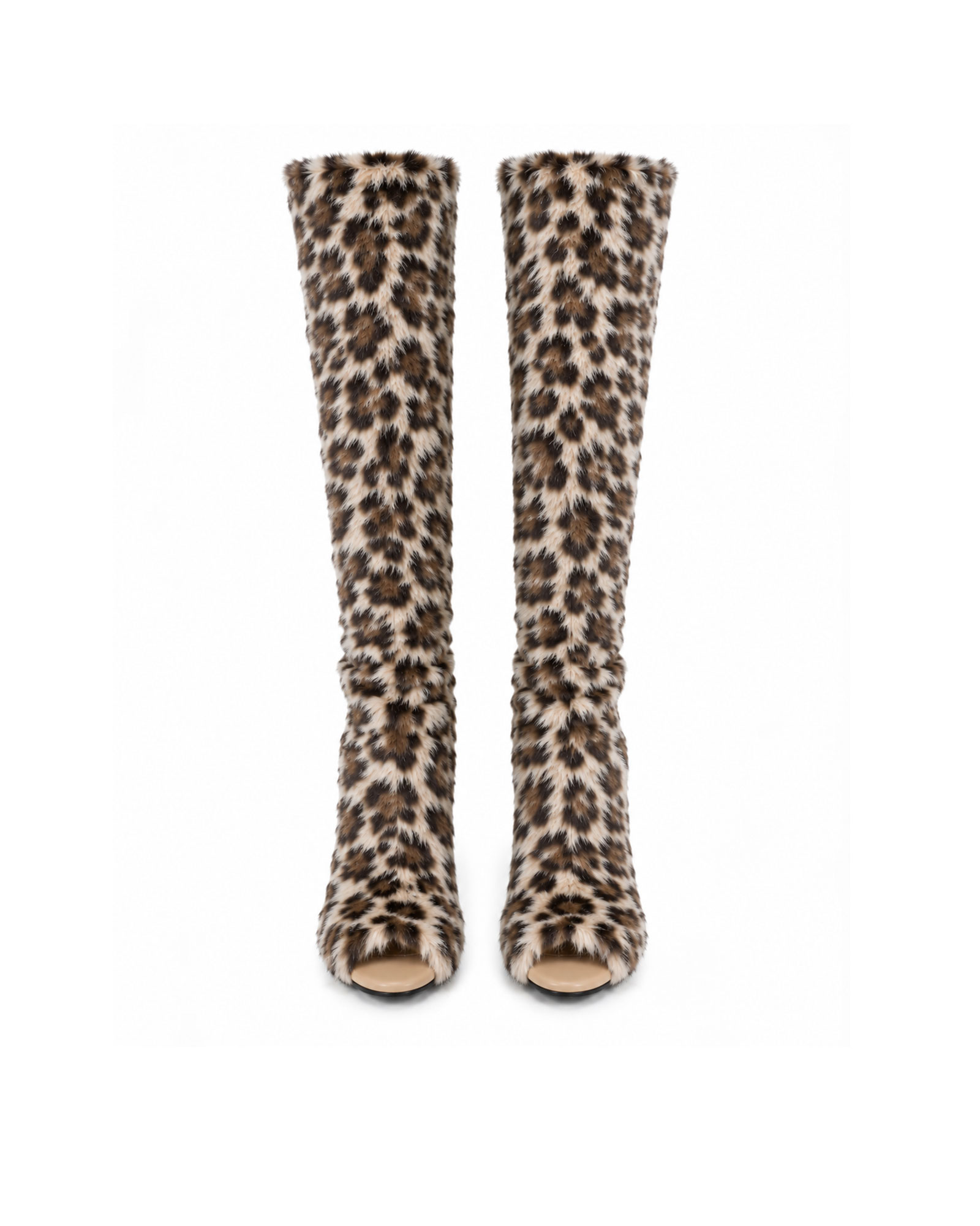 Lareina Leopard Print Faux Fur Knee High Boots