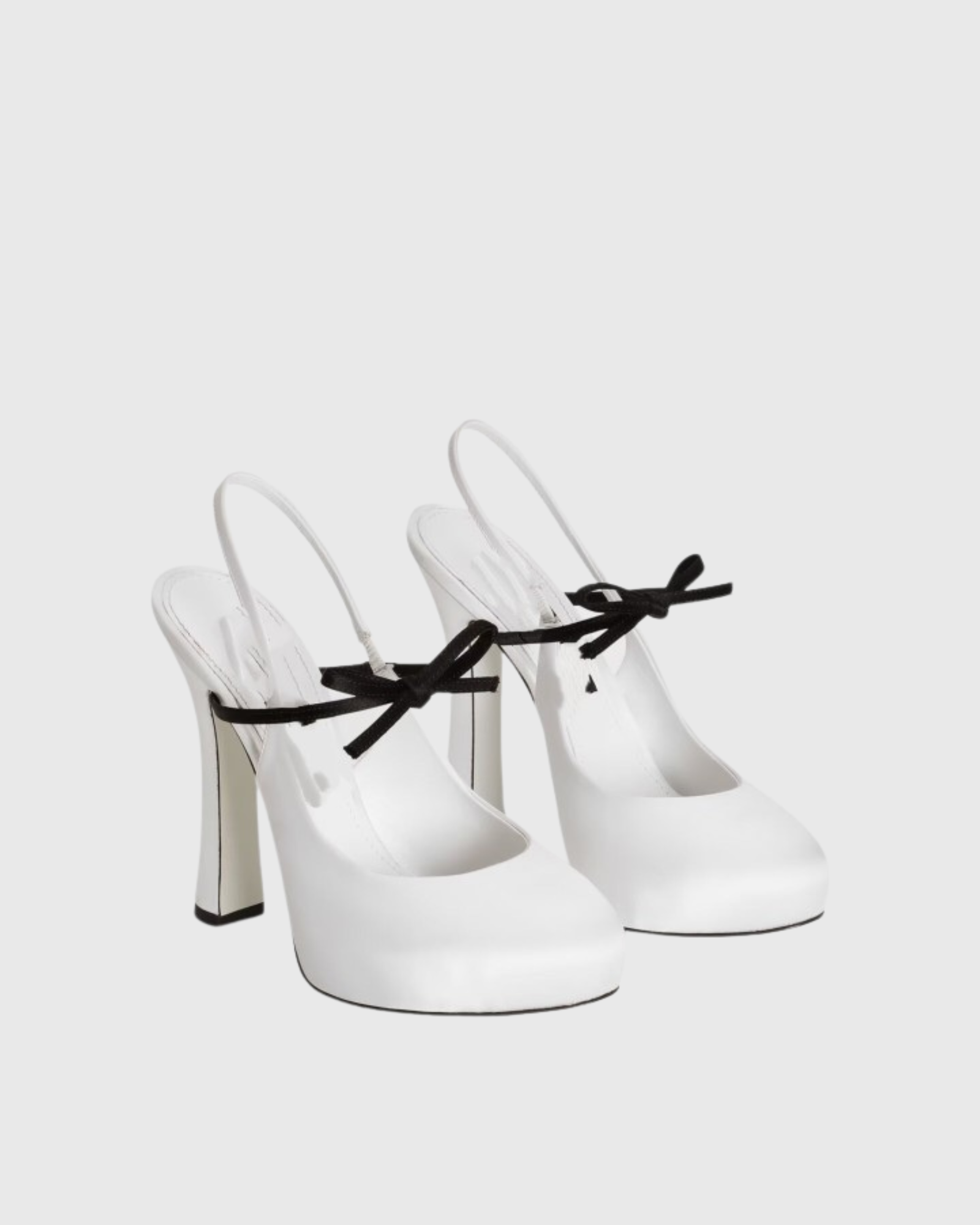 Saidi Bow Satin Pumps In White