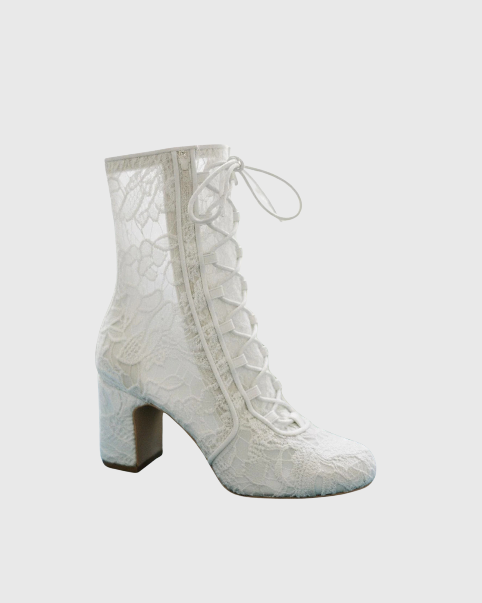 James Lace-Up Lace Ankle Boots In White