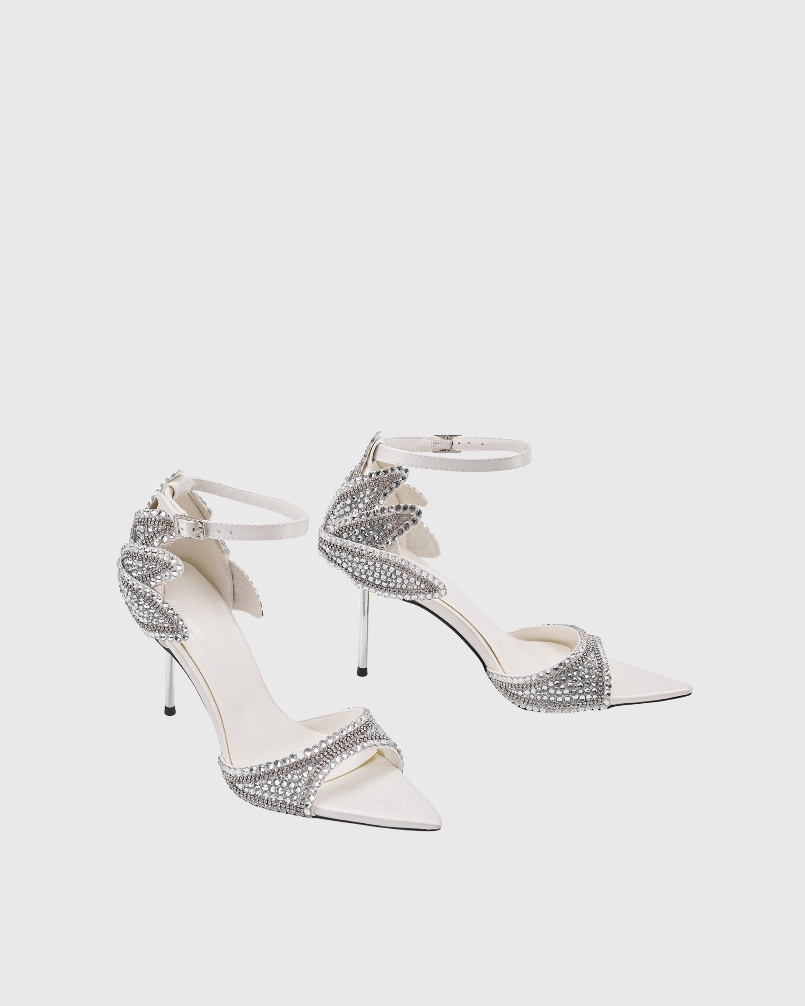 Cressida Flower Rhinestone Sandals In Silver