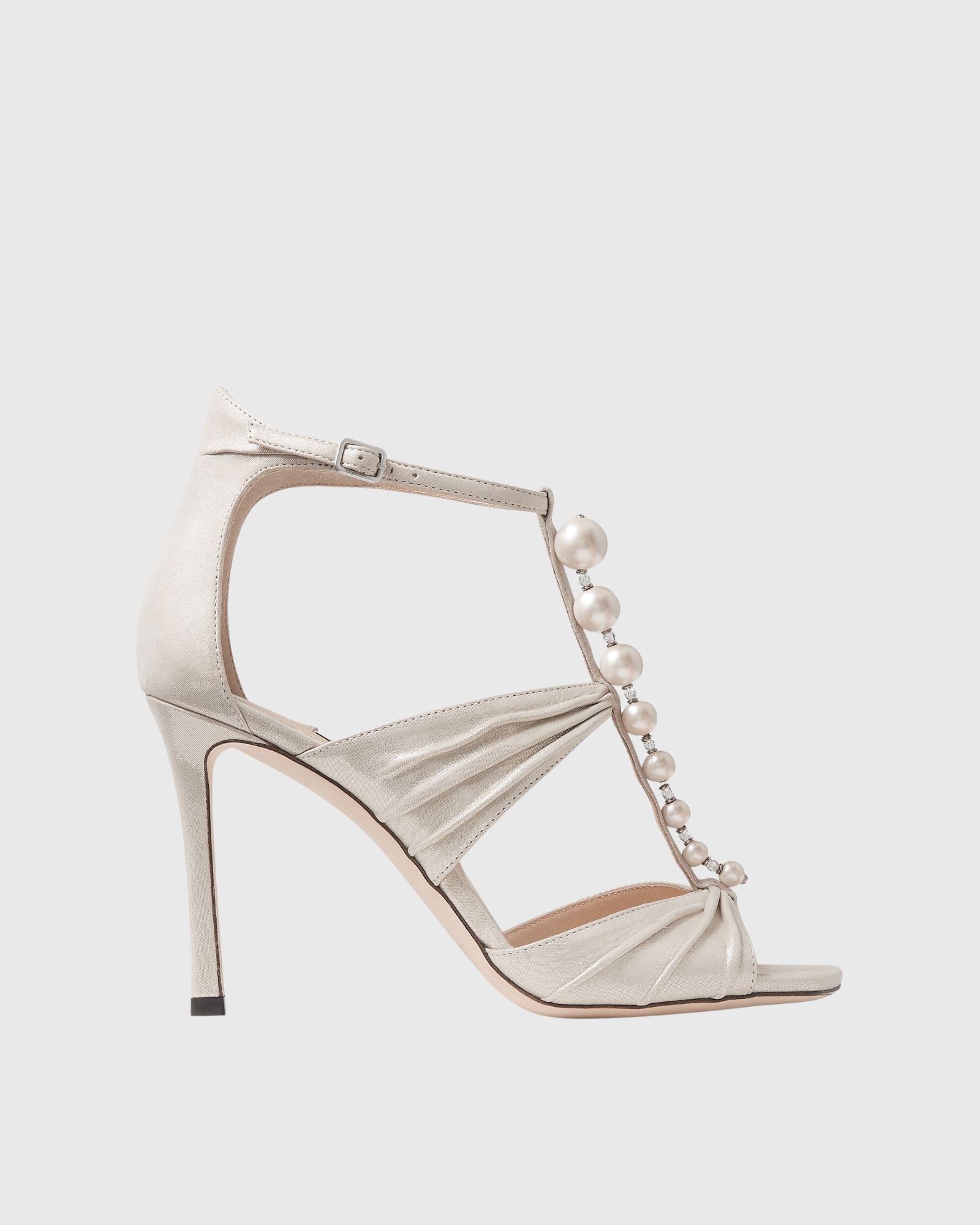 Elodie Pearl Strap Sandals In Silver