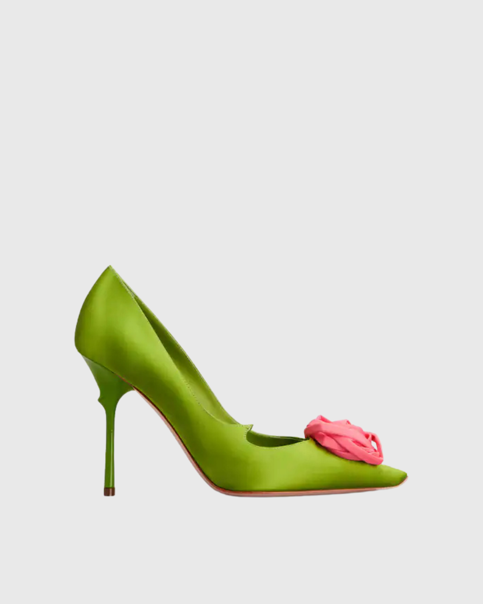Sage Rose Satin Pumps In Green
