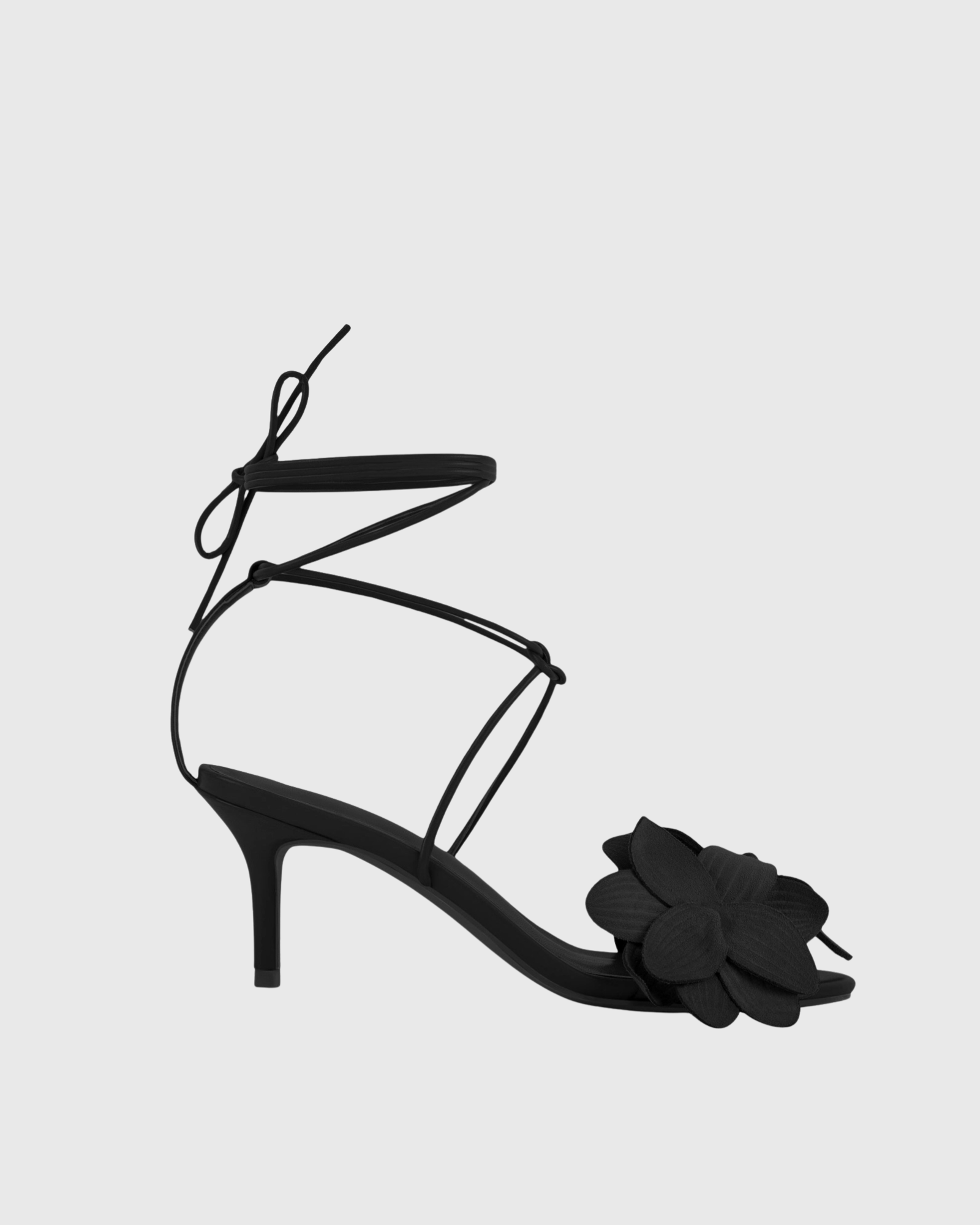 Isi Flower Lace Up Sandals In Black