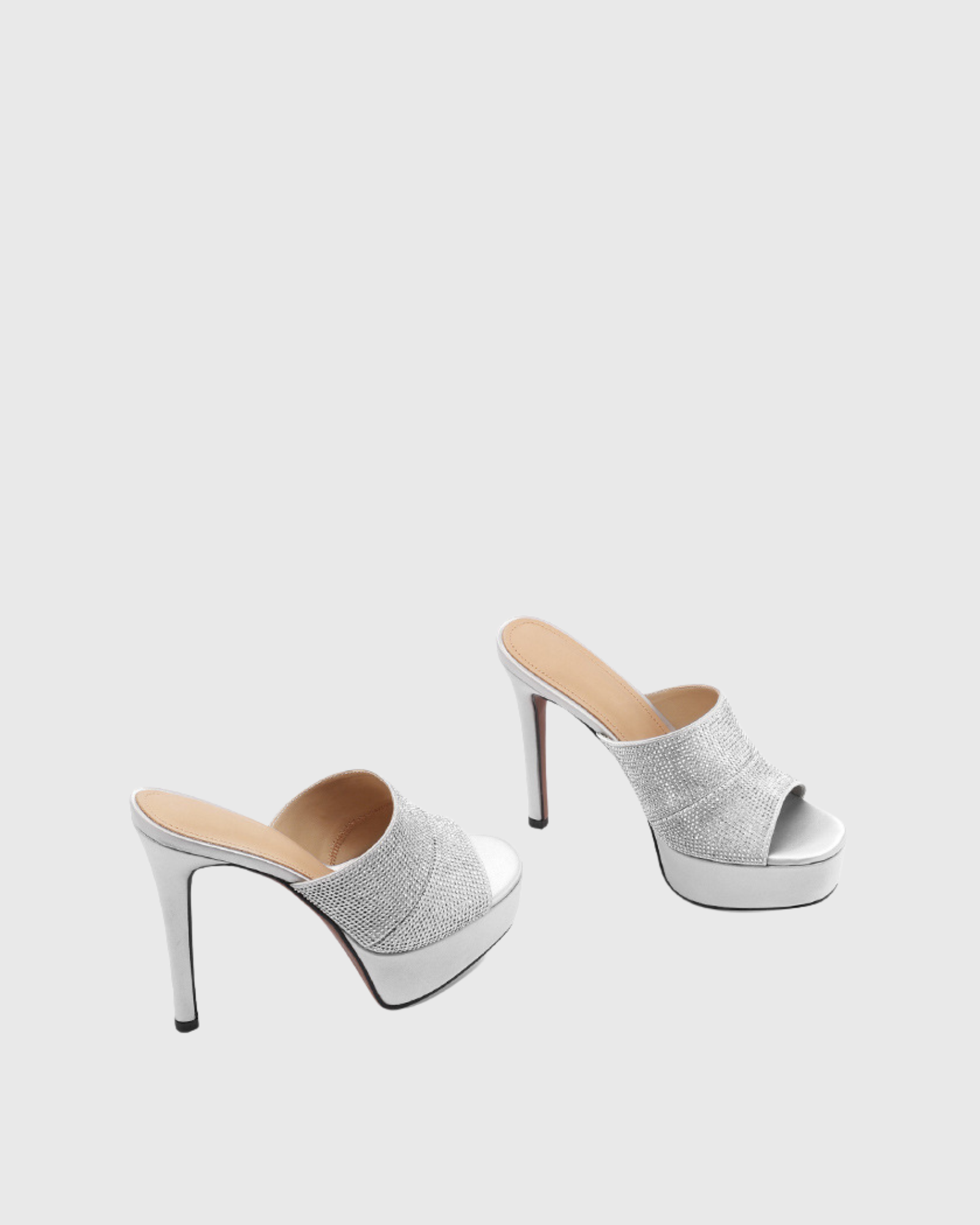 Mirelle Platform Rhinestone Mules In Silver