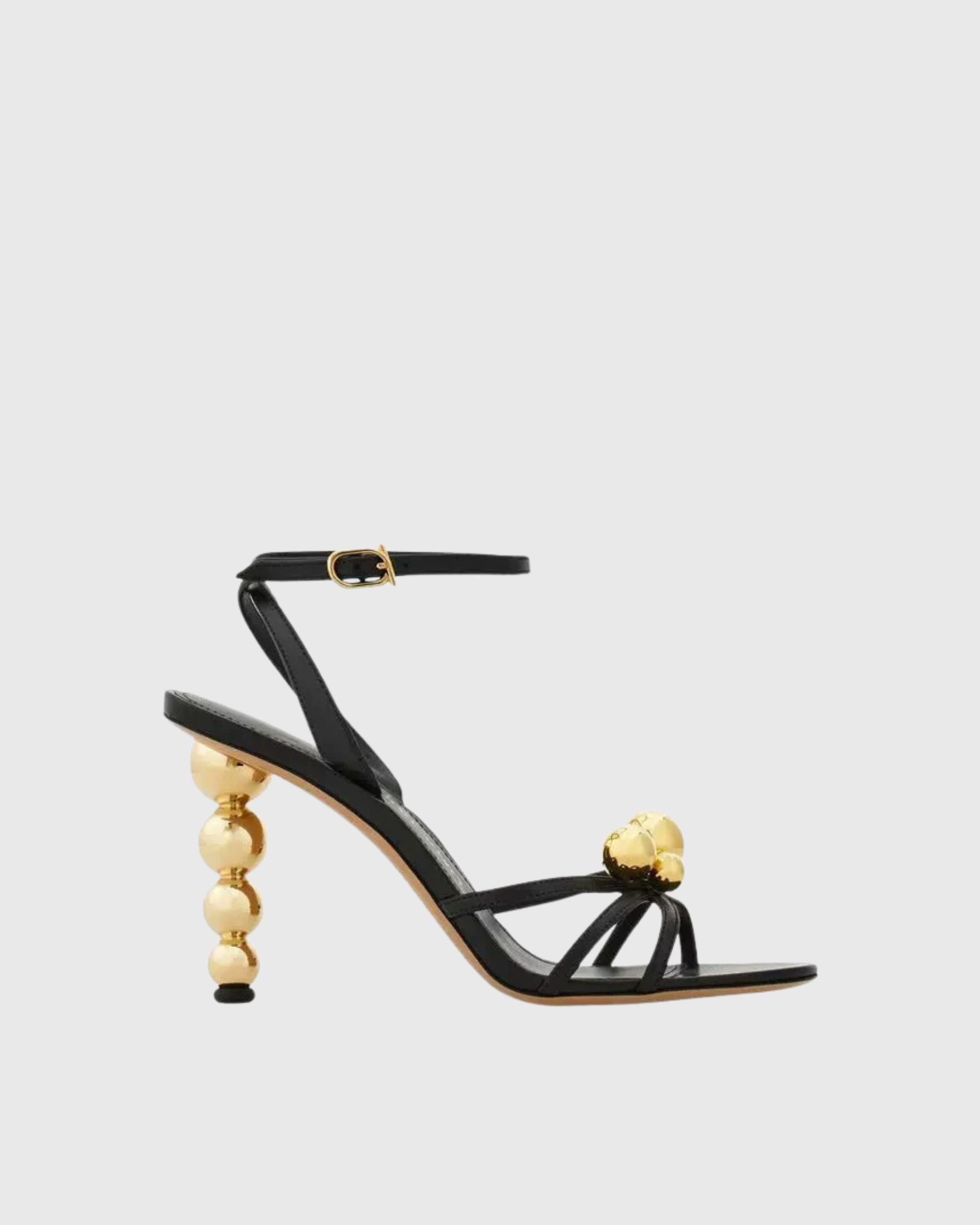 Elara Gold Sphere Detail Sandals In Black