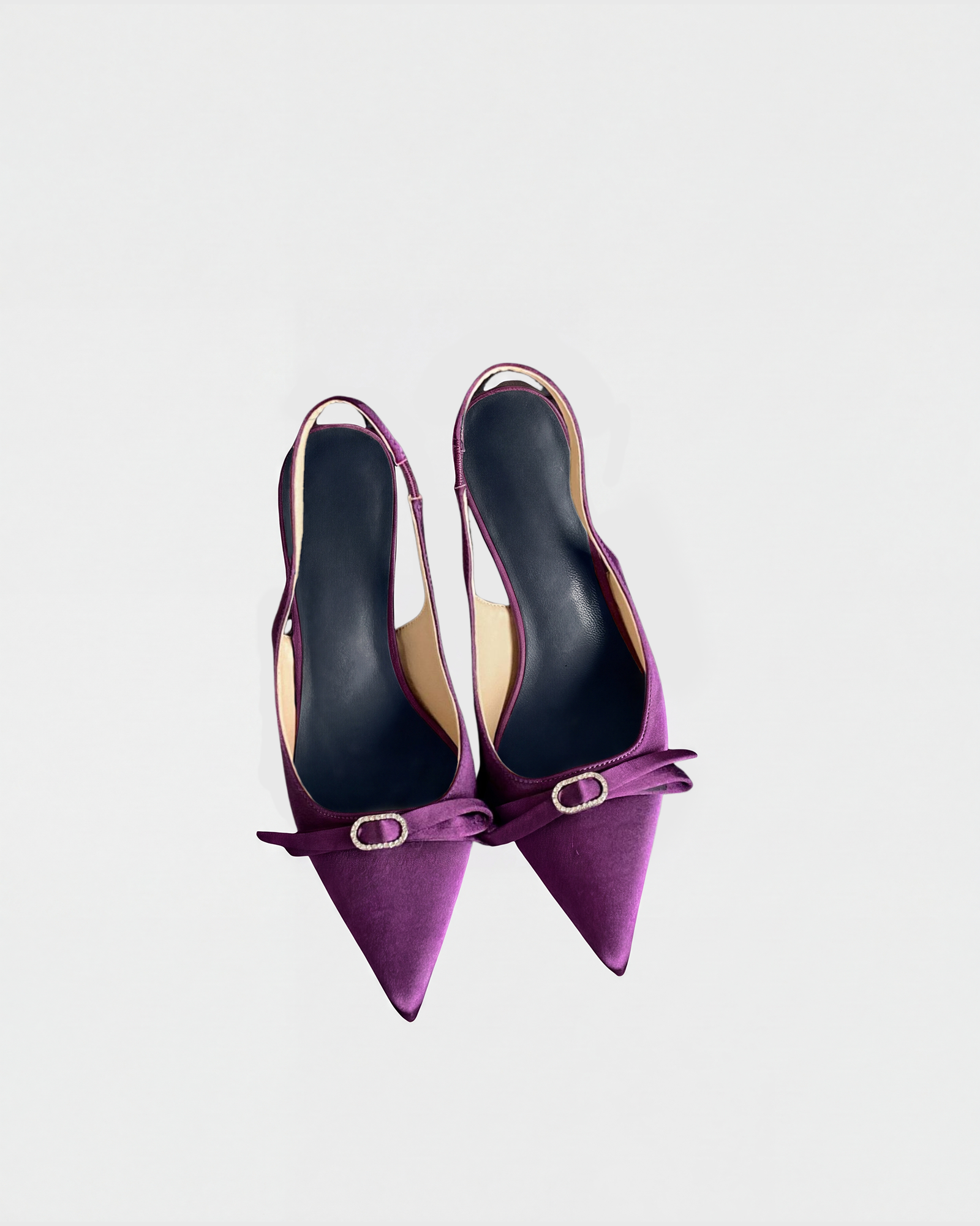 Vita Bow Satin Slingback Pumps In Purple