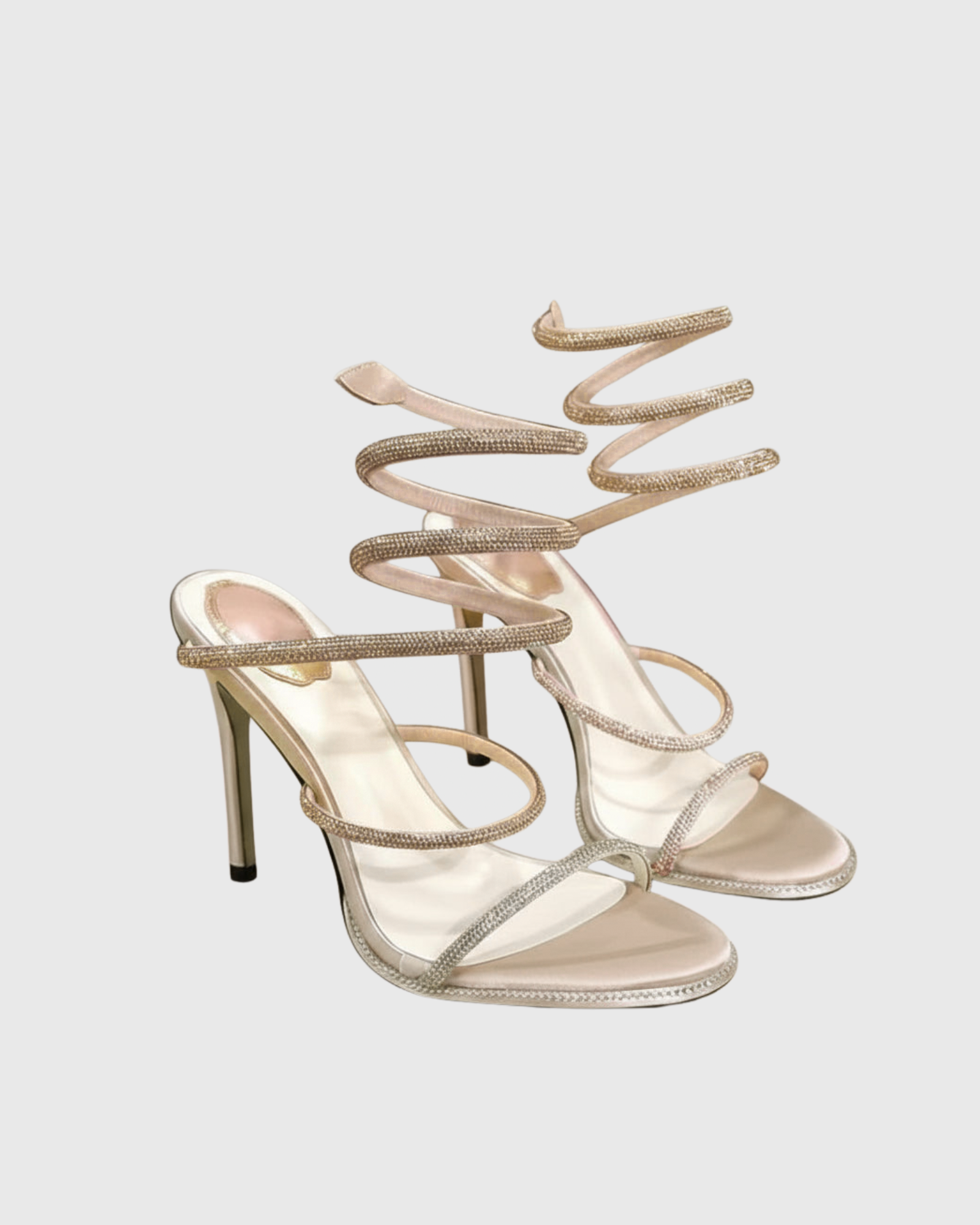 Elisa Rhinestone Embellished Snake Sandals In Pink