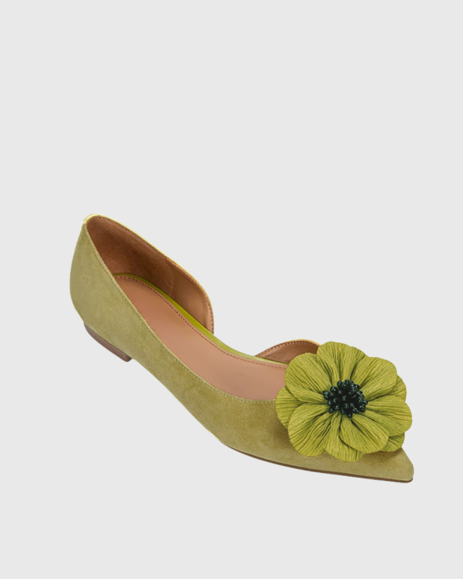 Vanelis Flower Suede Flats In Green