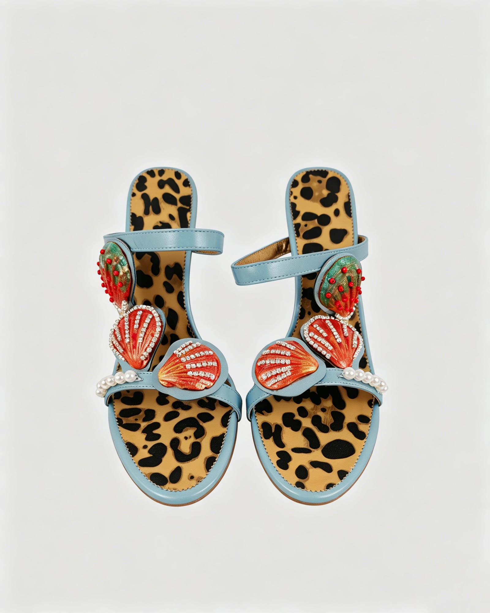 Fadile Shell Leopard Sandals In Green