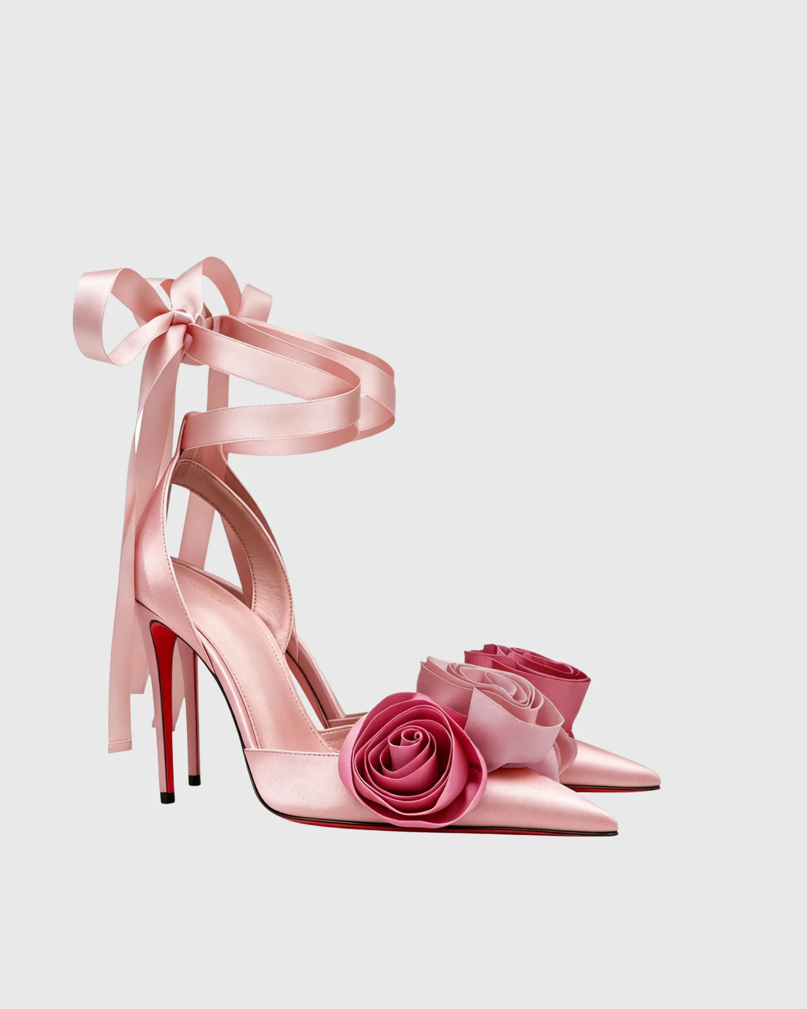 Lani Rose Satin Lace Up Sandals In Pink