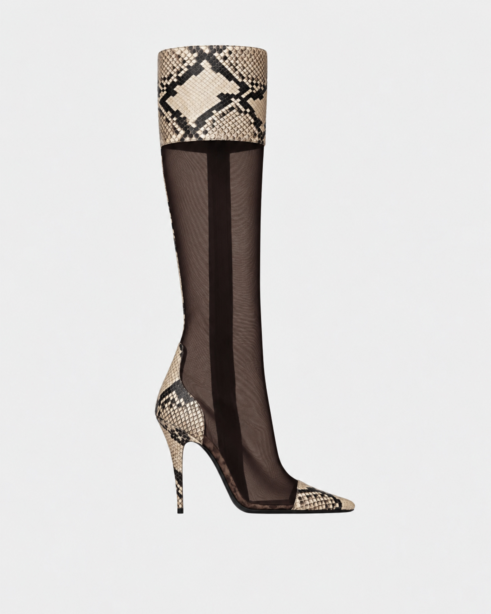 Merei Leopard Print Splicing Boots In Black