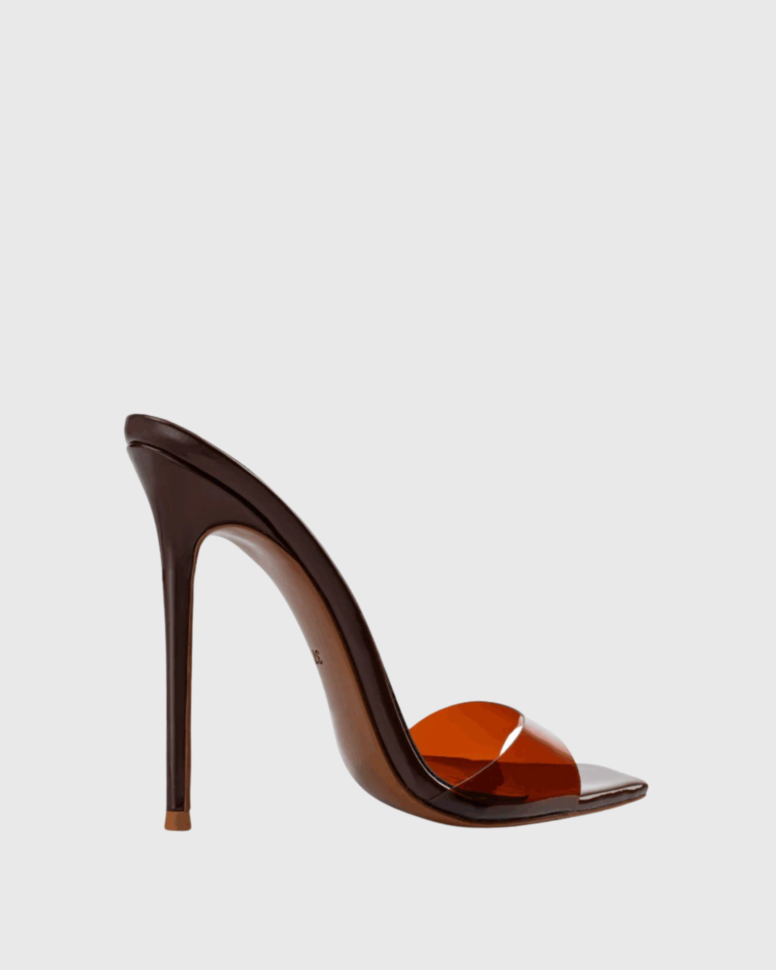 Rylee PVC Open Toe Mules In Brown