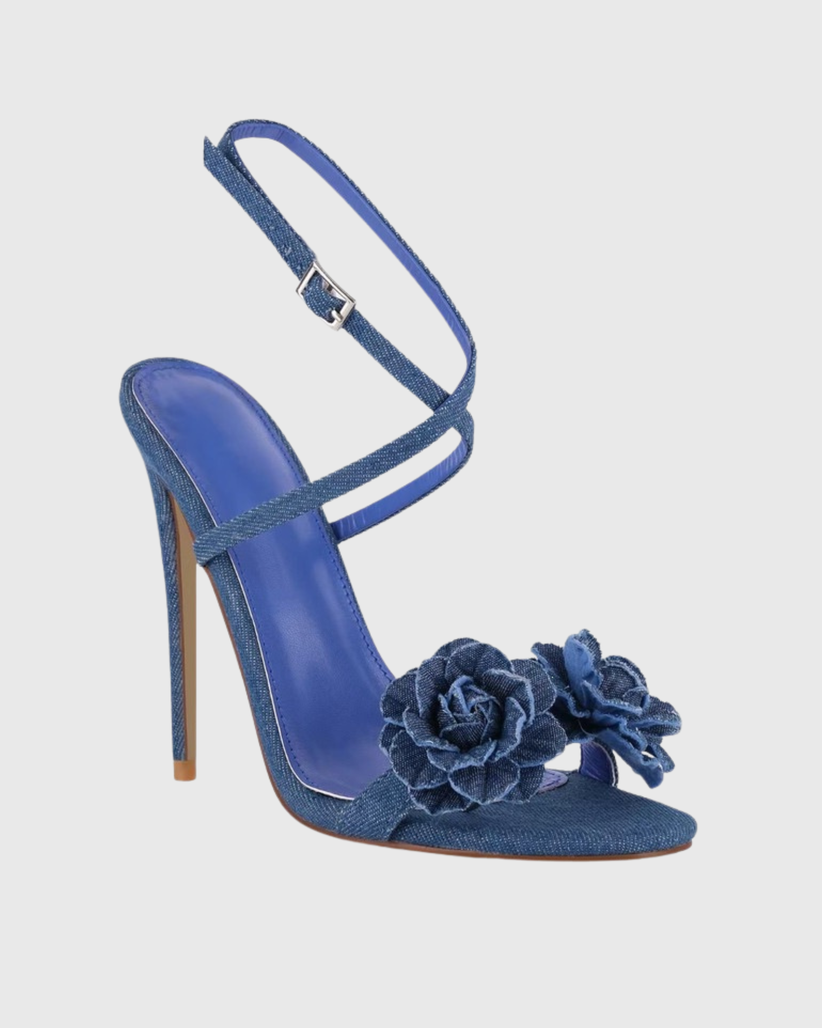 Isi Flower Lace Up Sandals In Blue