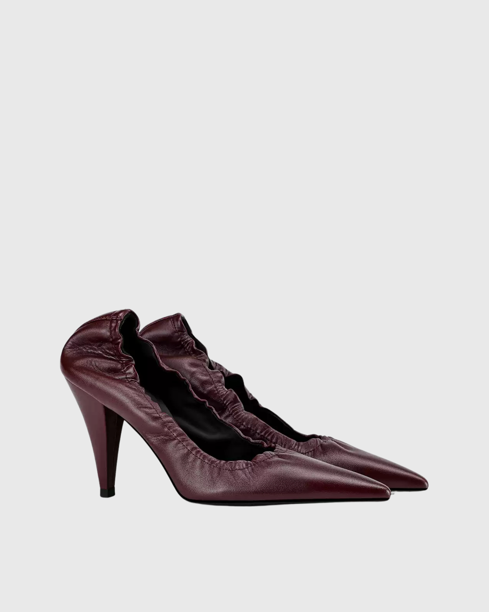 Nawal Leather Scrunch Pumps In Wine