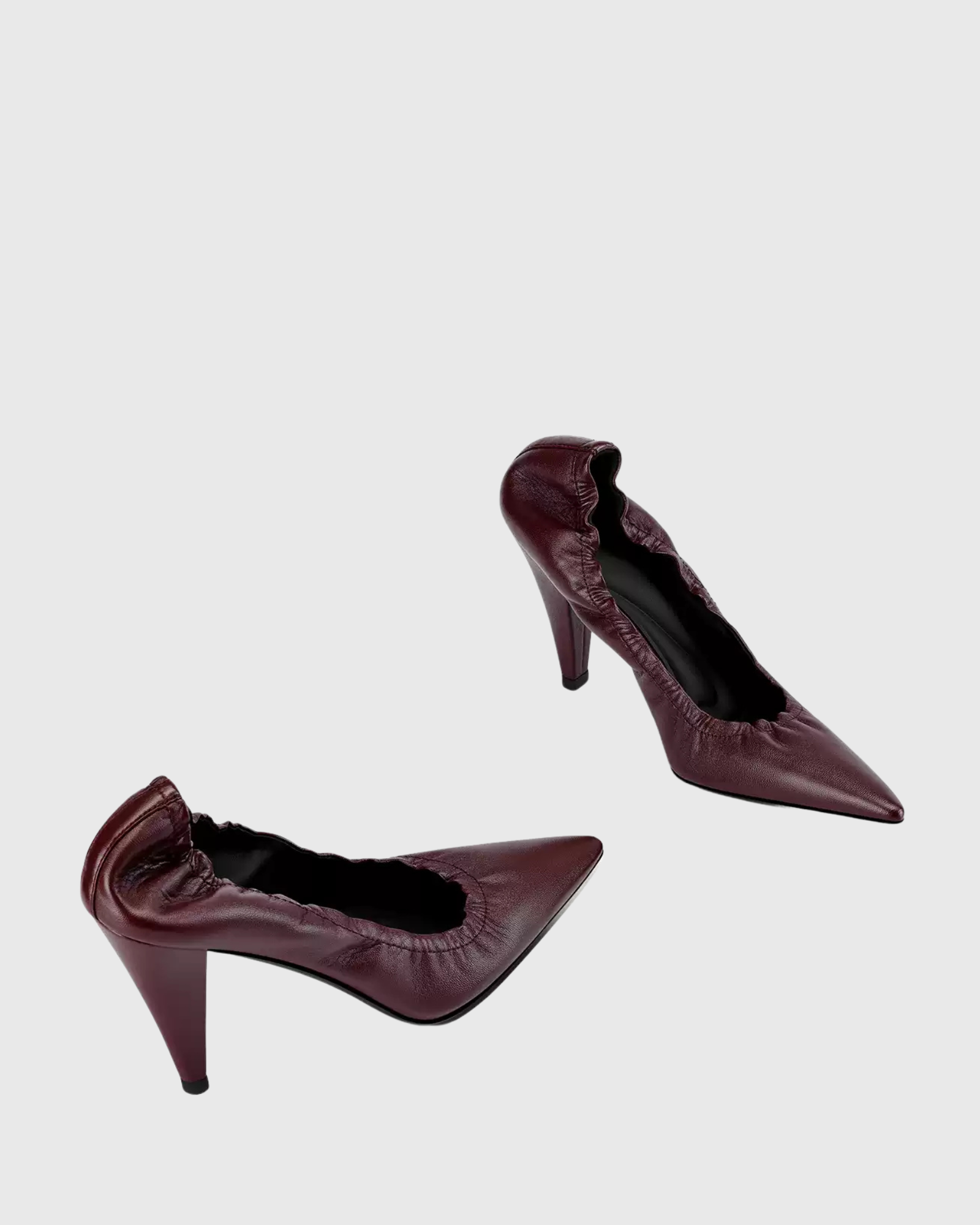 Nawal Leather Scrunch Pumps In Wine