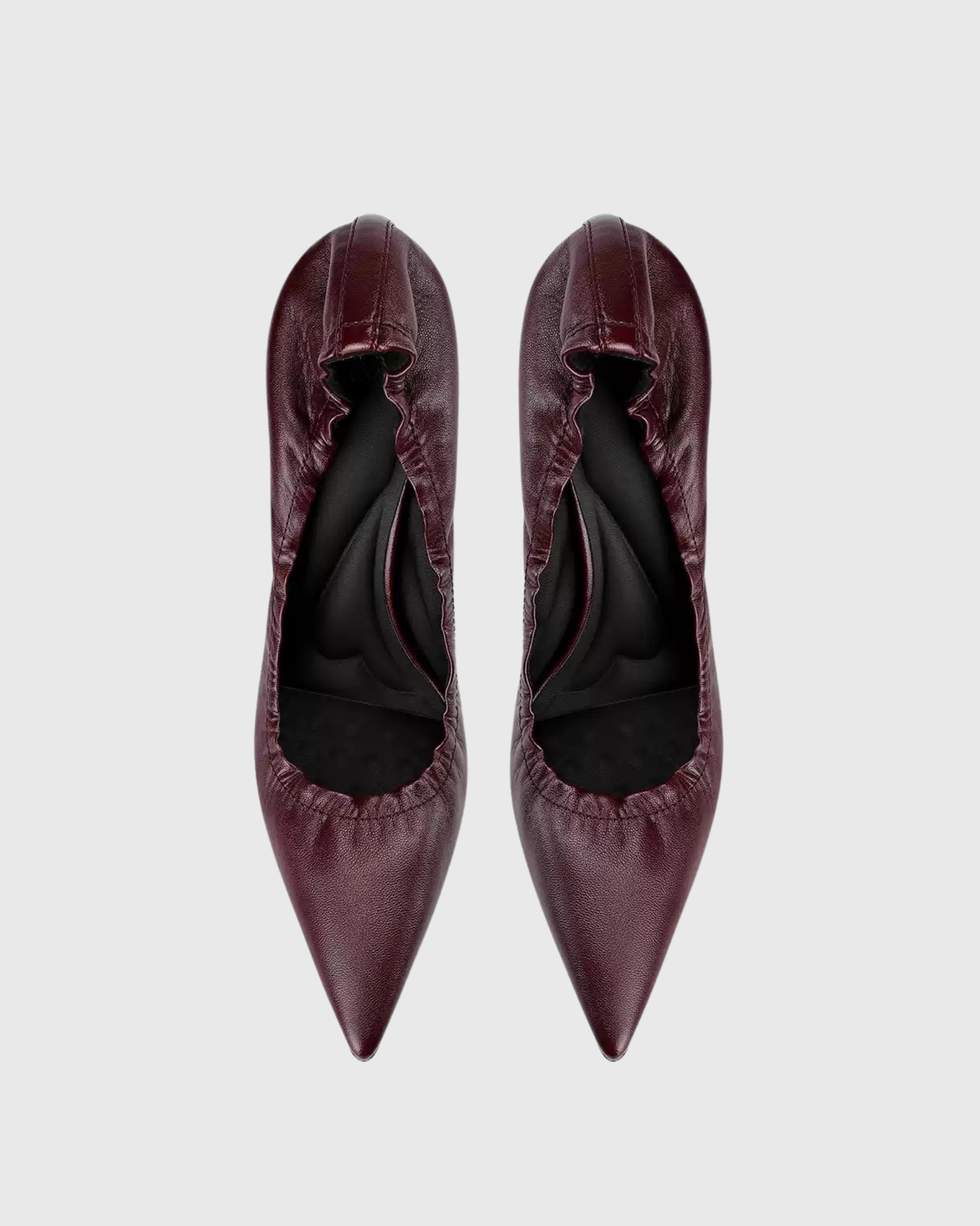 Nawal Leather Scrunch Pumps In Wine