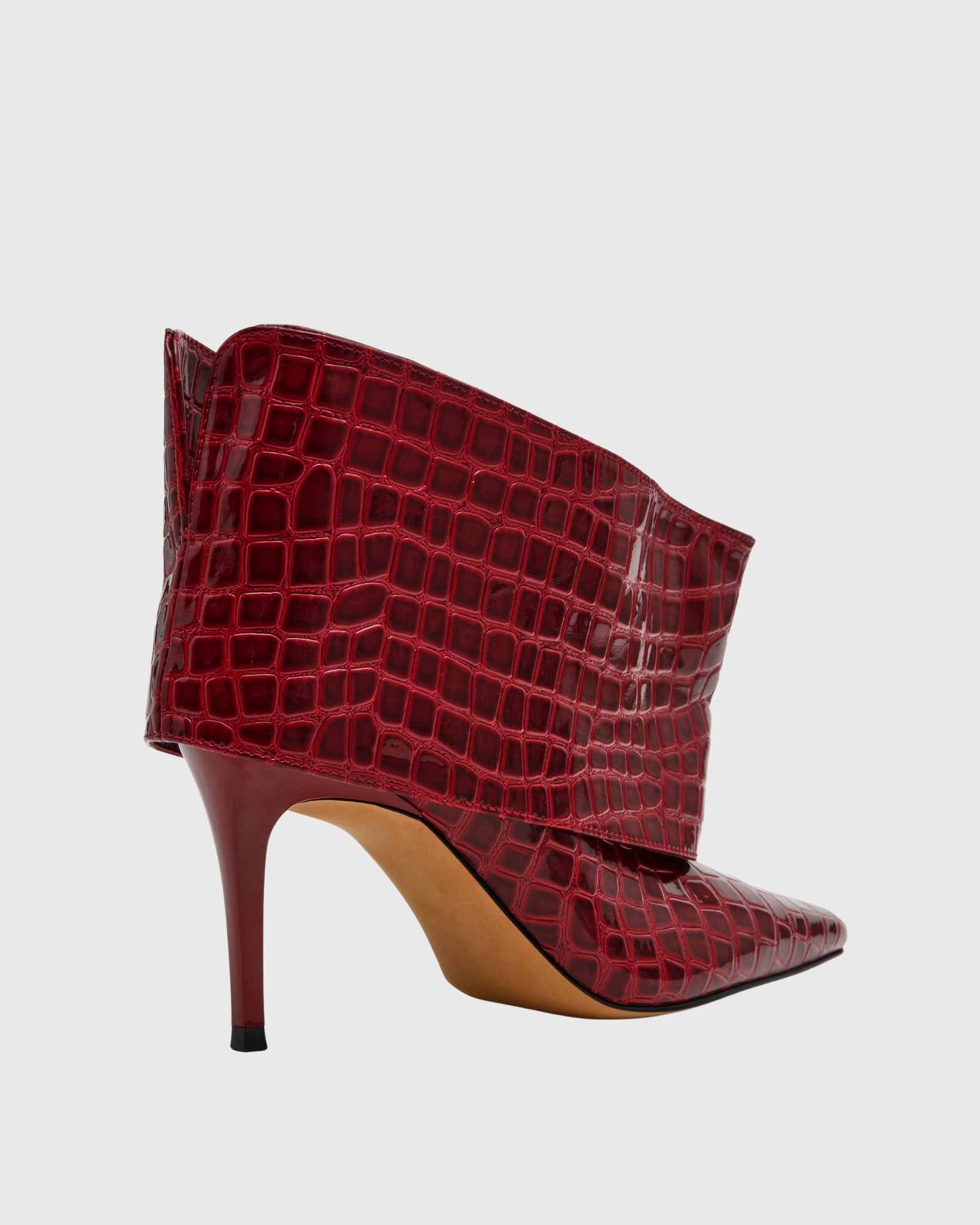 Natia Crocodile Print Ankle Boots In Burgundy