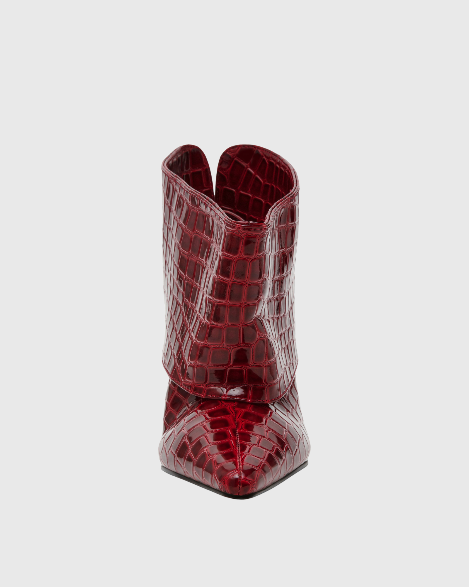 Natia Crocodile Print Ankle Boots In Burgundy