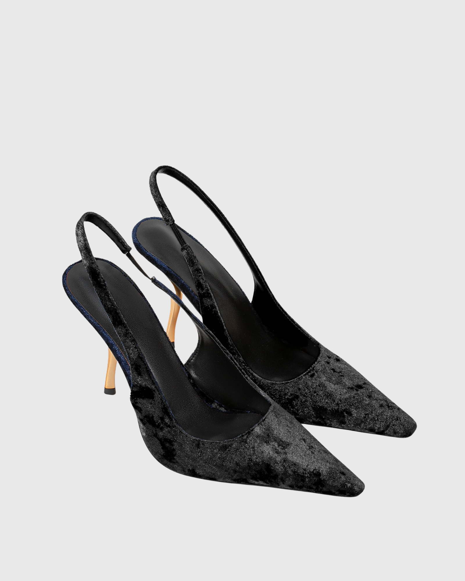 Goger Velvet Slingblack Pumps In Black