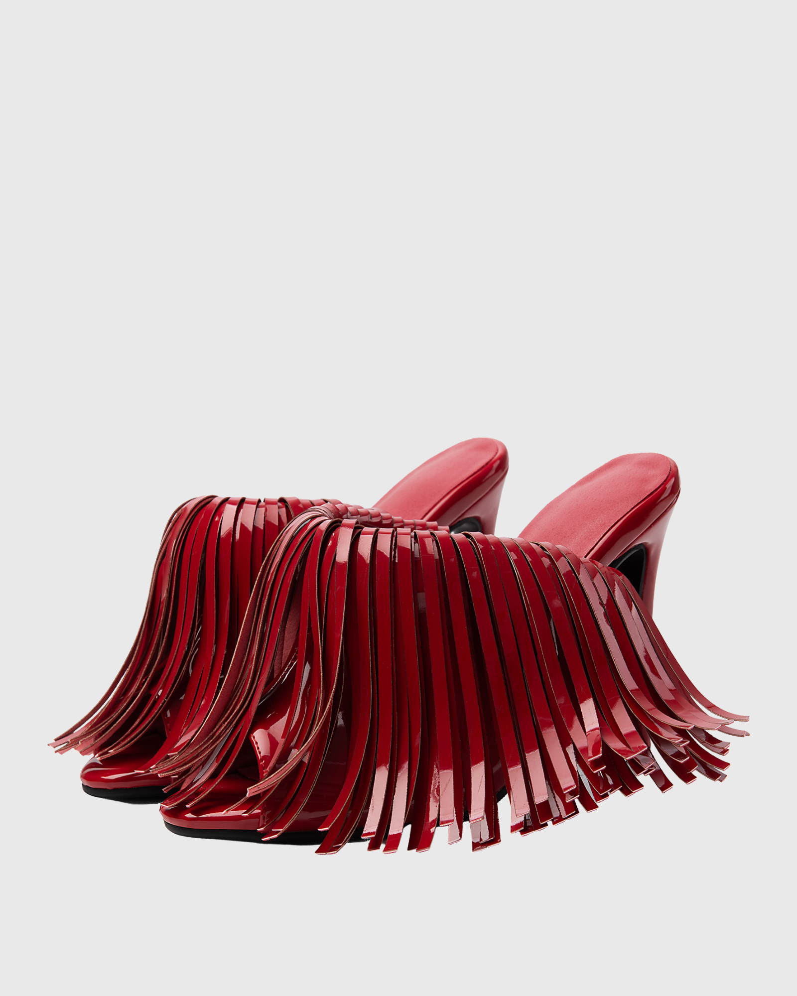 Nea Fringe Mules In Burgundy  