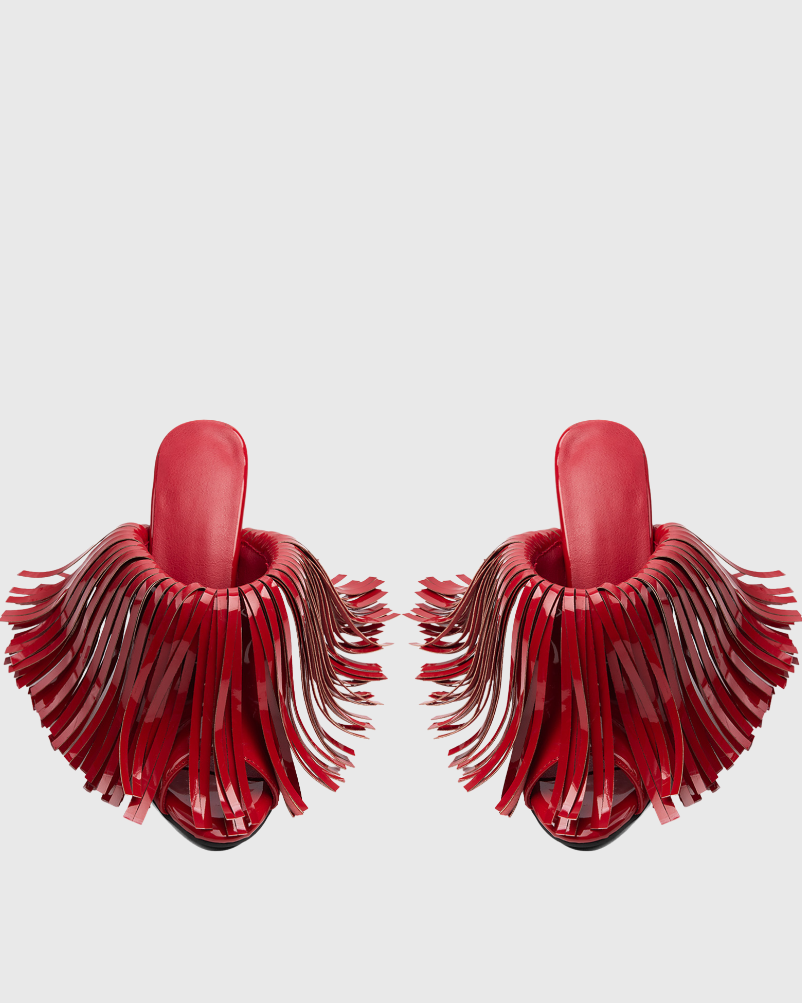 Nea Fringe Mules In Burgundy  