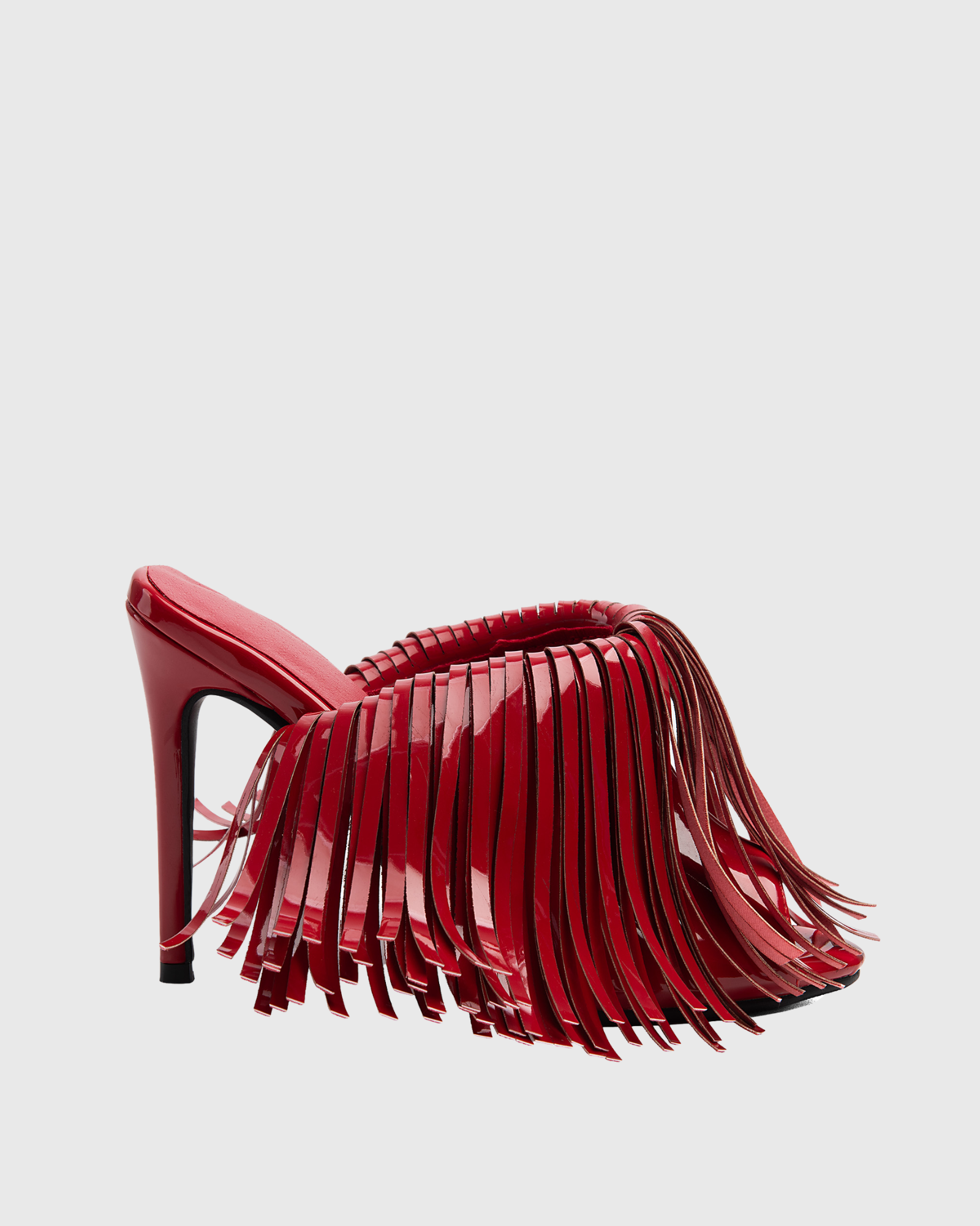 Nea Fringe Mules In Burgundy  