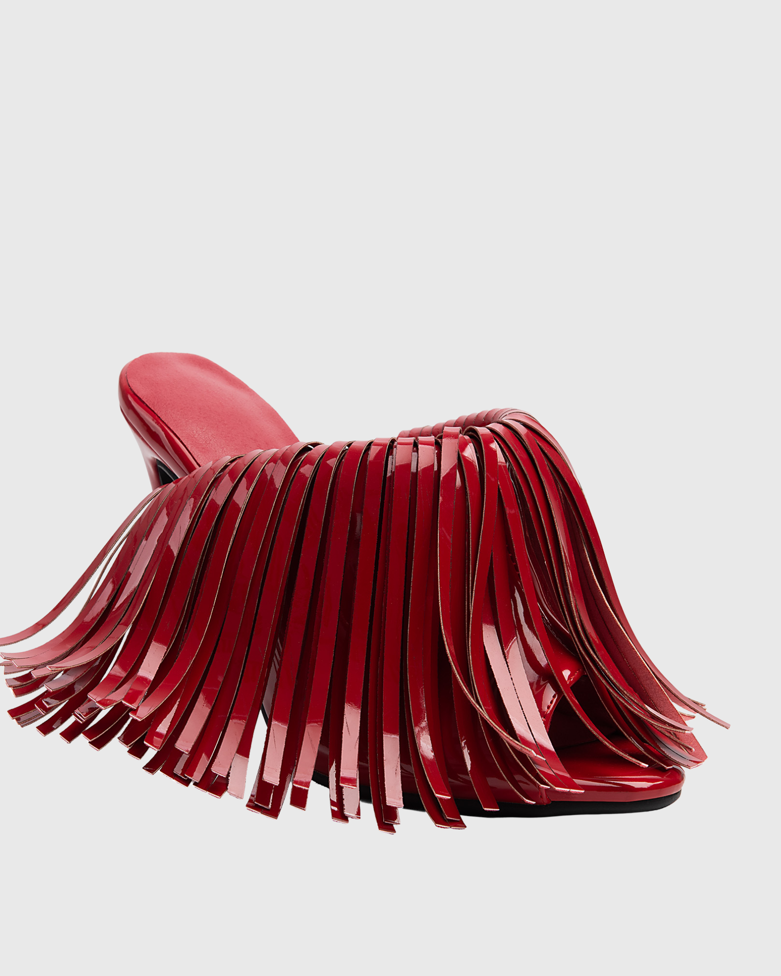 Nea Fringe Mules In Burgundy  