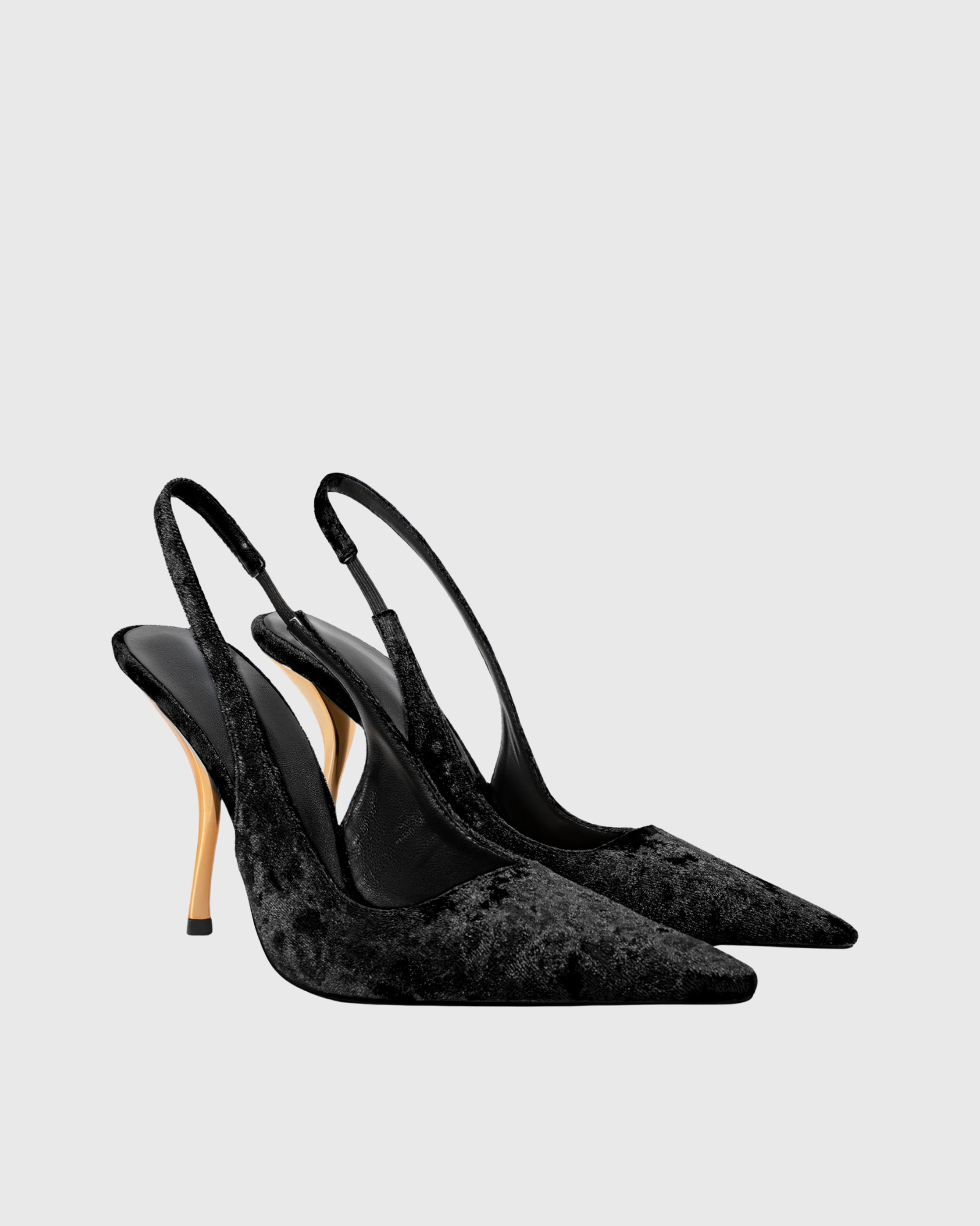 Goger Velvet Slingblack Pumps In Black